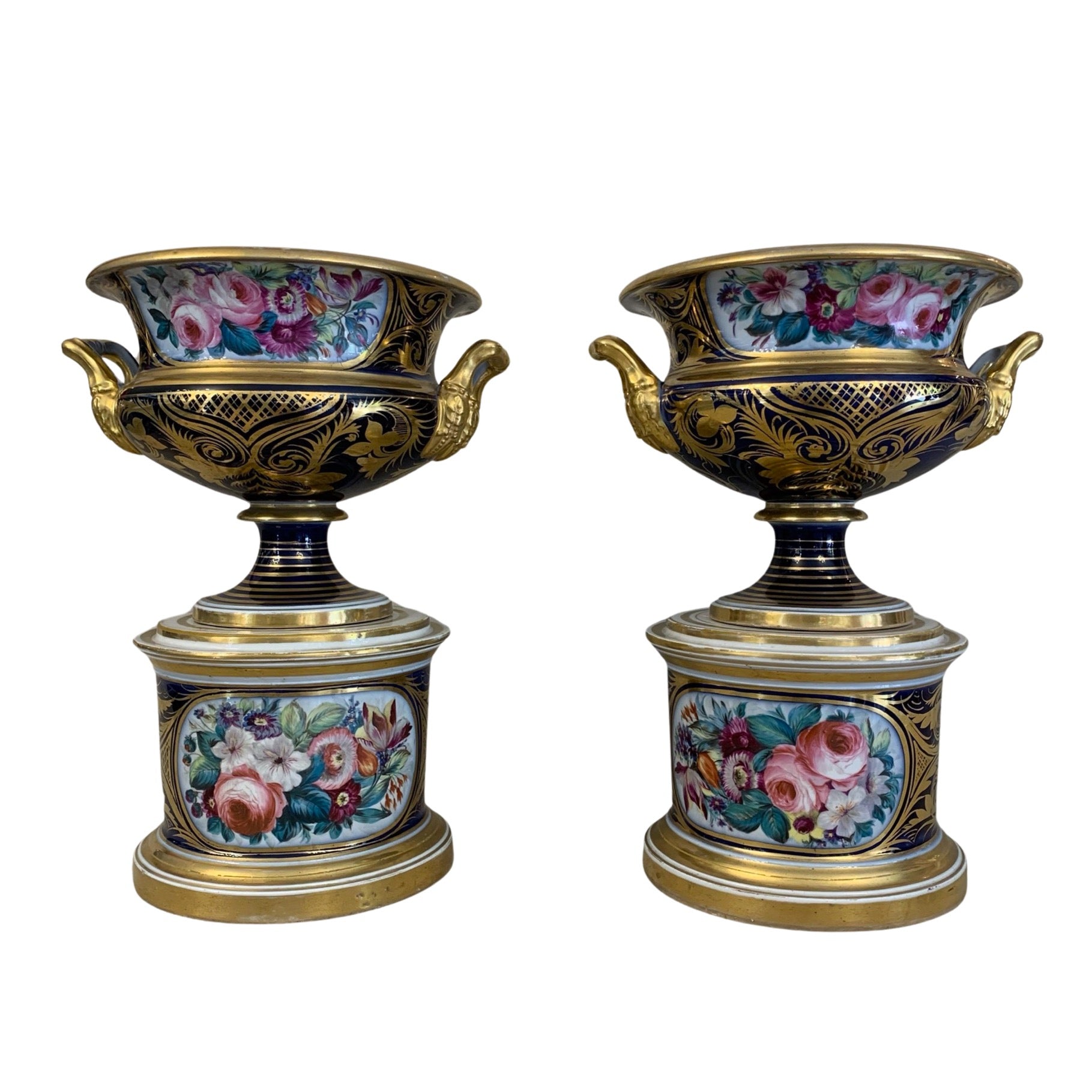 Par de jarrones de porcelana franceses "Viejo París" Año 1814
