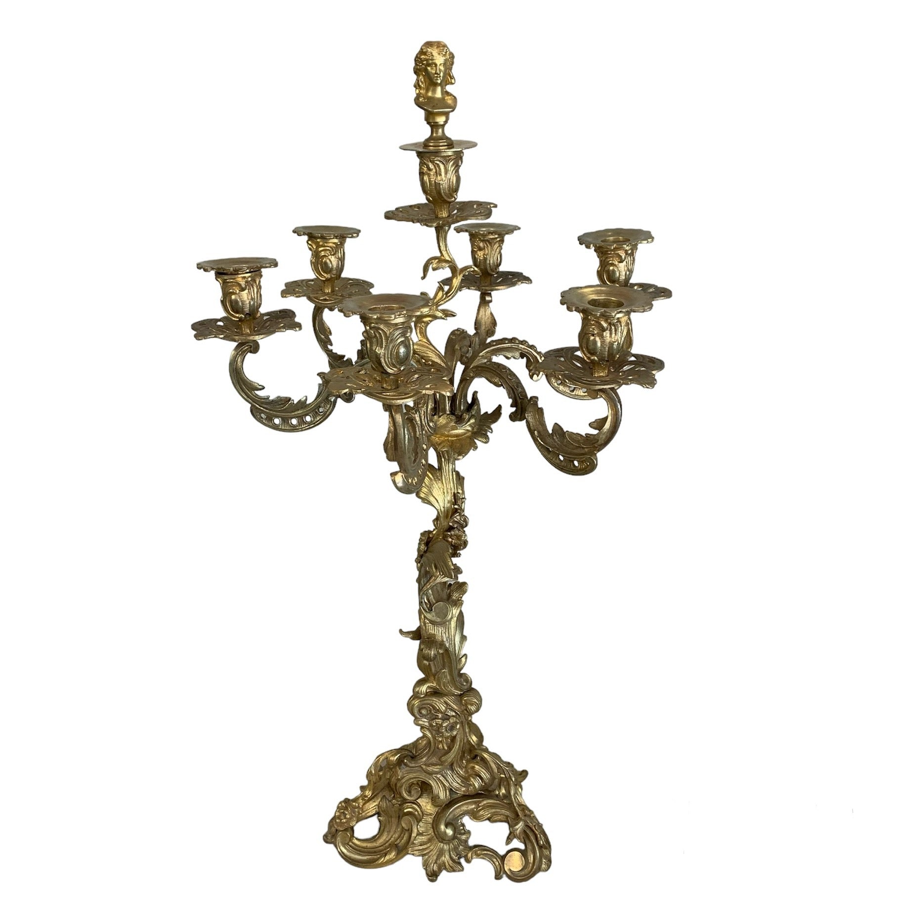 Par de candelabros franceses Estilo Barroco Bronce. SXIX