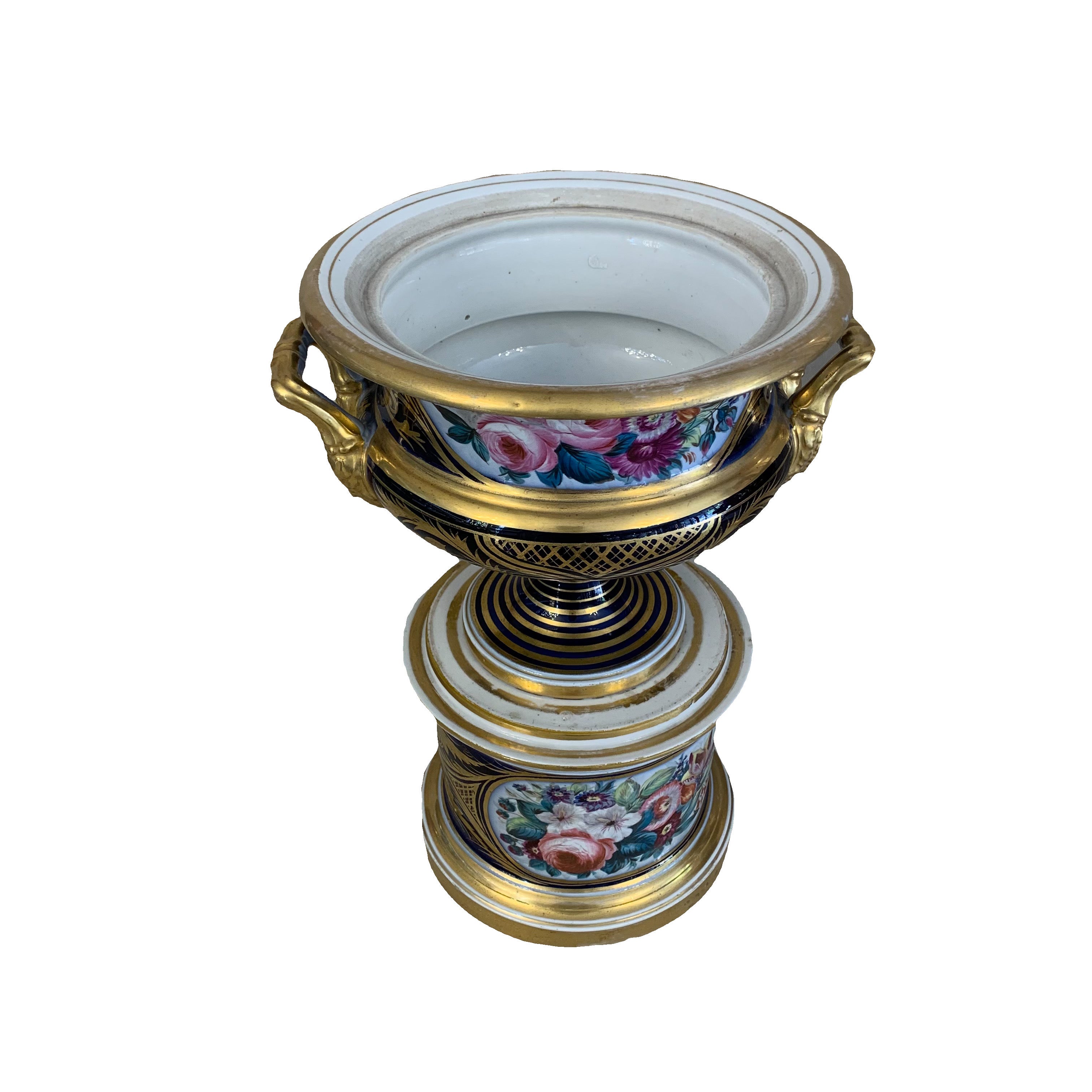 Par de jarrones de porcelana franceses "Viejo París" Año 1814