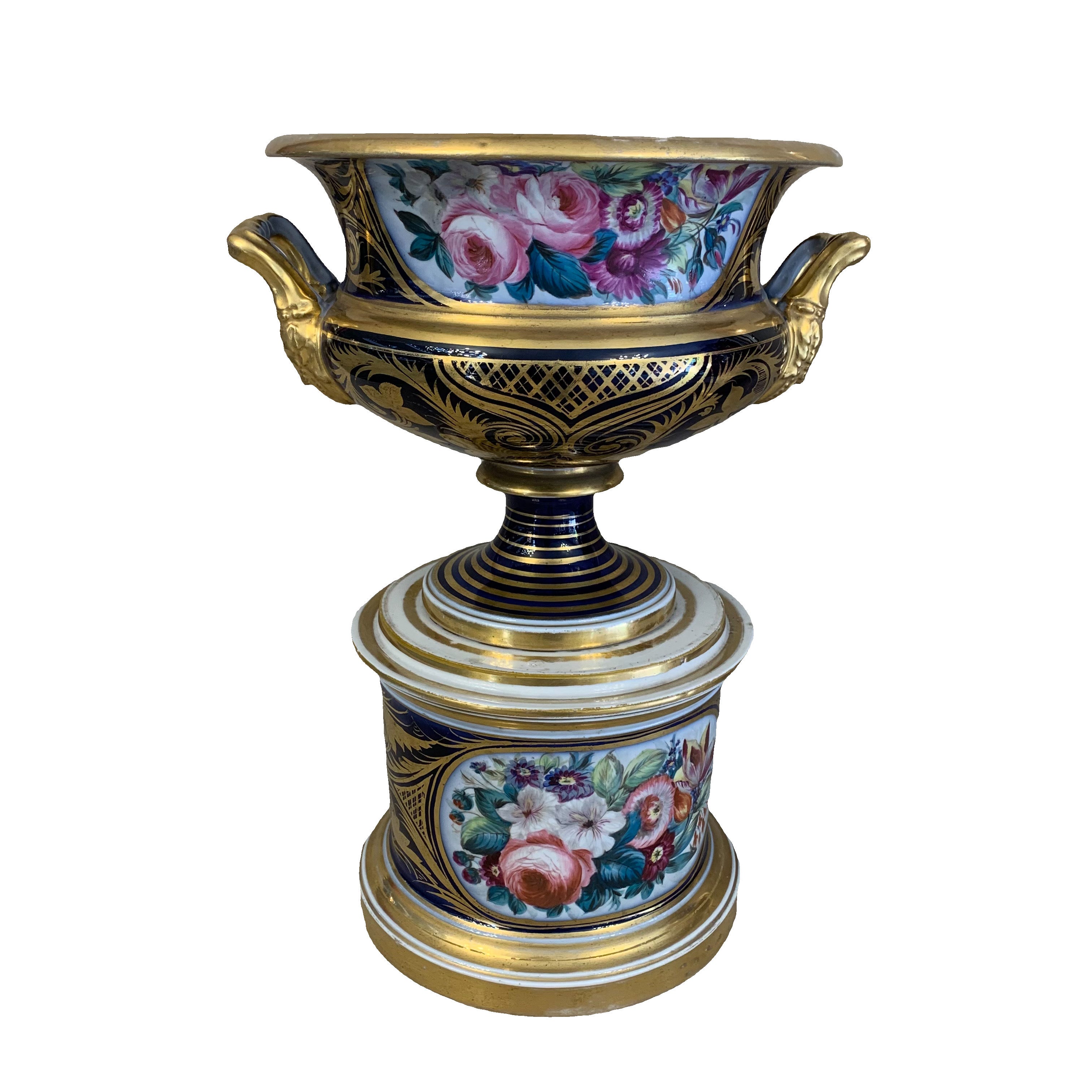 Par de jarrones de porcelana franceses "Viejo París" Año 1814