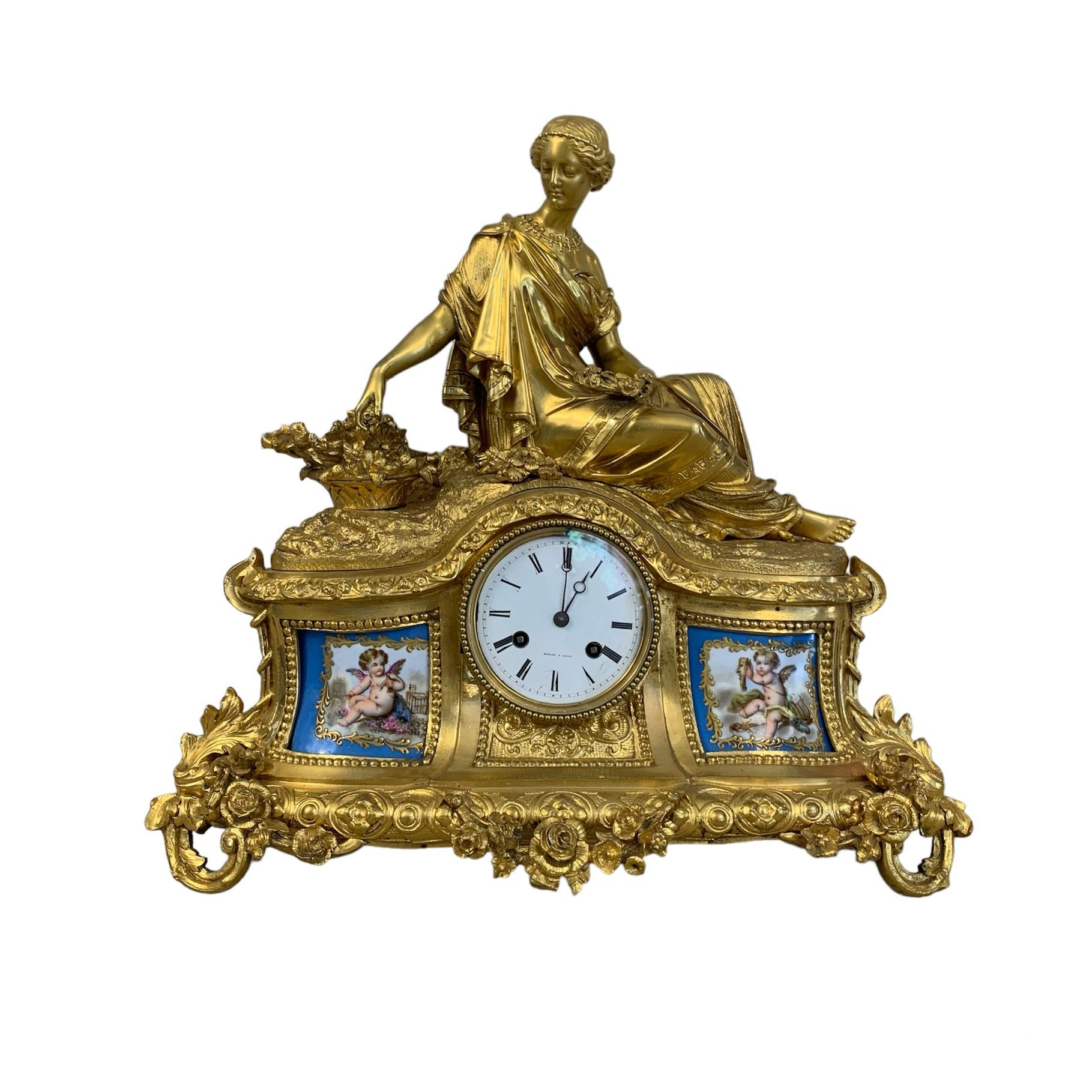 Reloj bronce Ormolú Sevres Primera mitad del SXIX. Época Napoleón III.