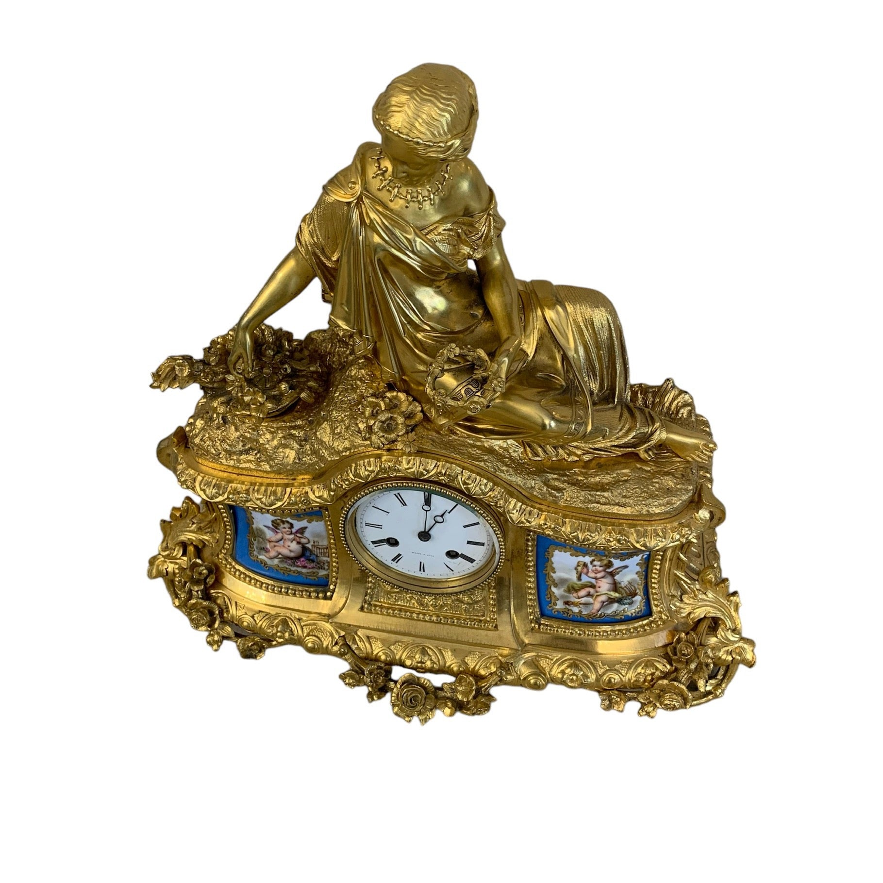 Reloj bronce Ormolú Sevres Primera mitad del SXIX. Época Napoleón III.