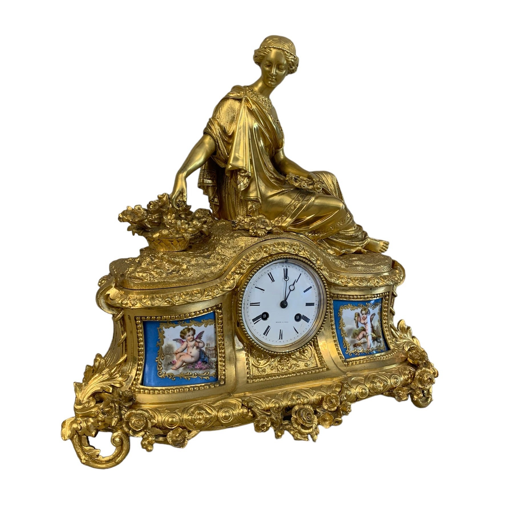 Reloj bronce Ormolú Sevres Primera mitad del SXIX. Época Napoleón III.