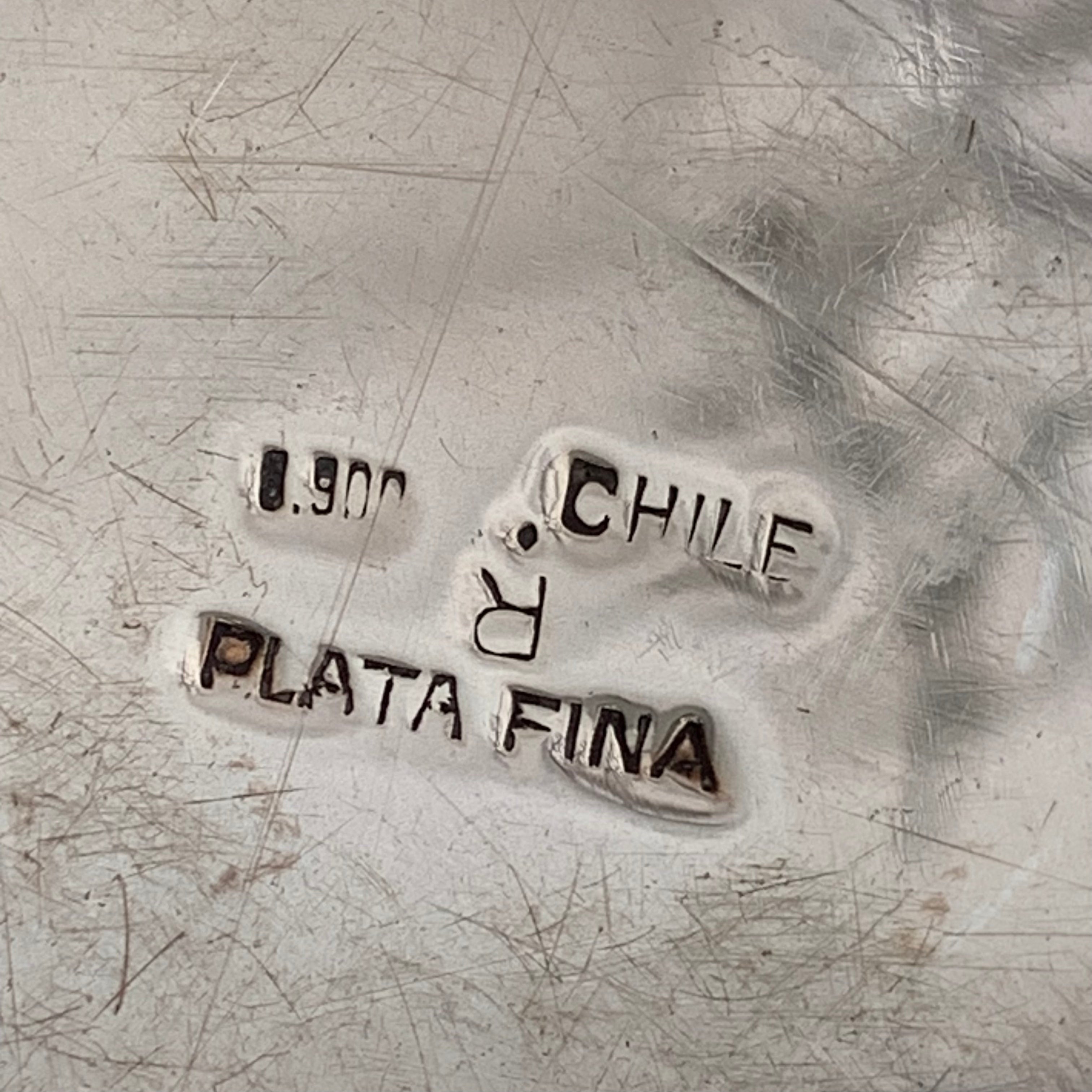 Bandeja redonda de plata chilena SXX