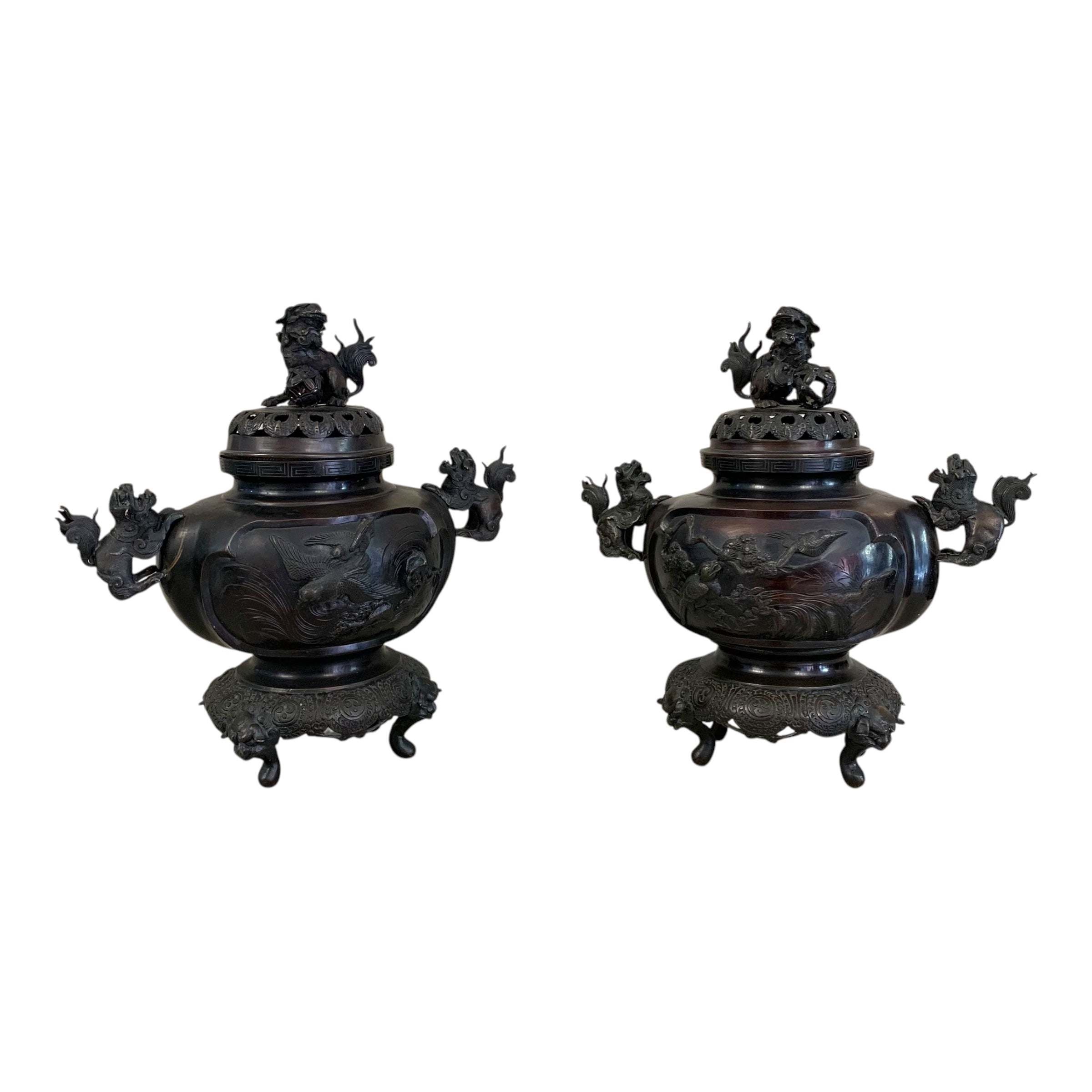 Par de sahumadores japoneses Meiji. SXIX