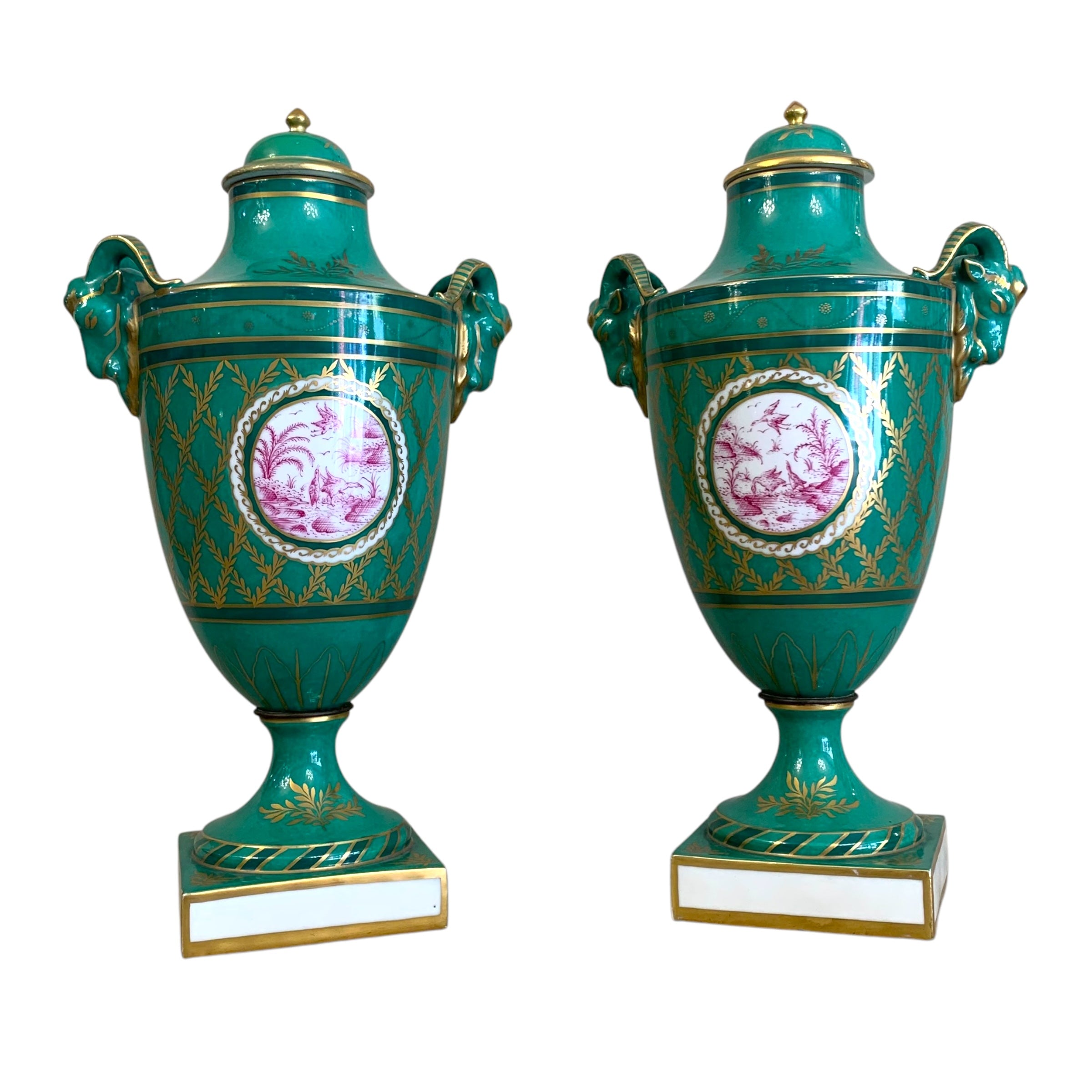 Par de jarrones de porcelana francesa Clauss et Cie . SXIX