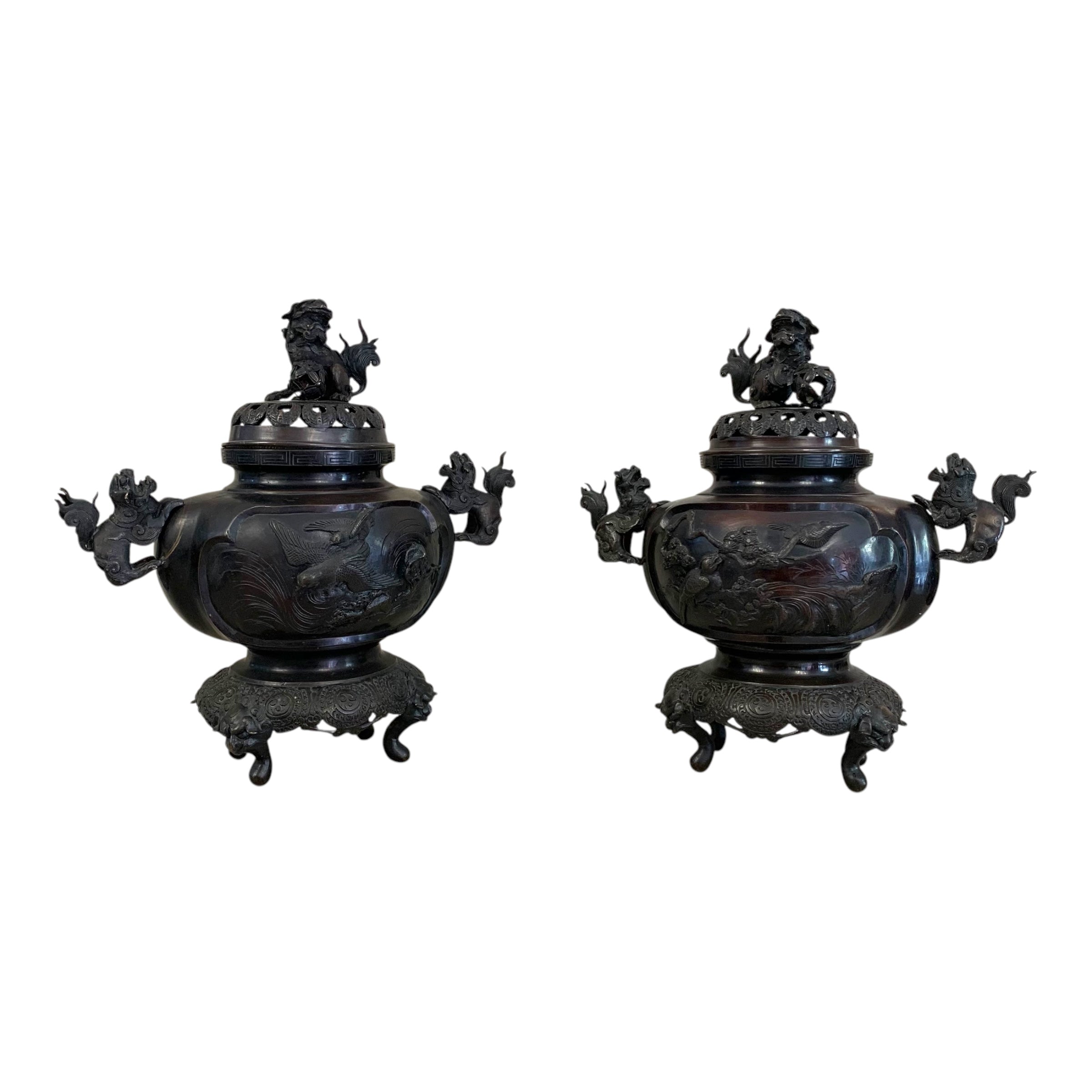 Par de sahumadores japoneses Meiji. SXIX