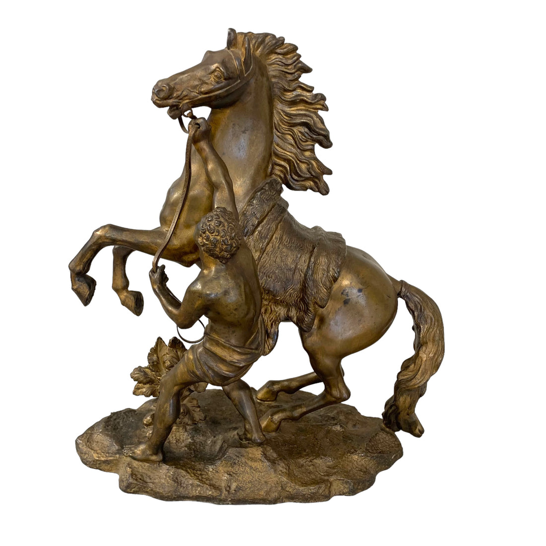 Escultura de domador de caballos en peltre. SXIX
