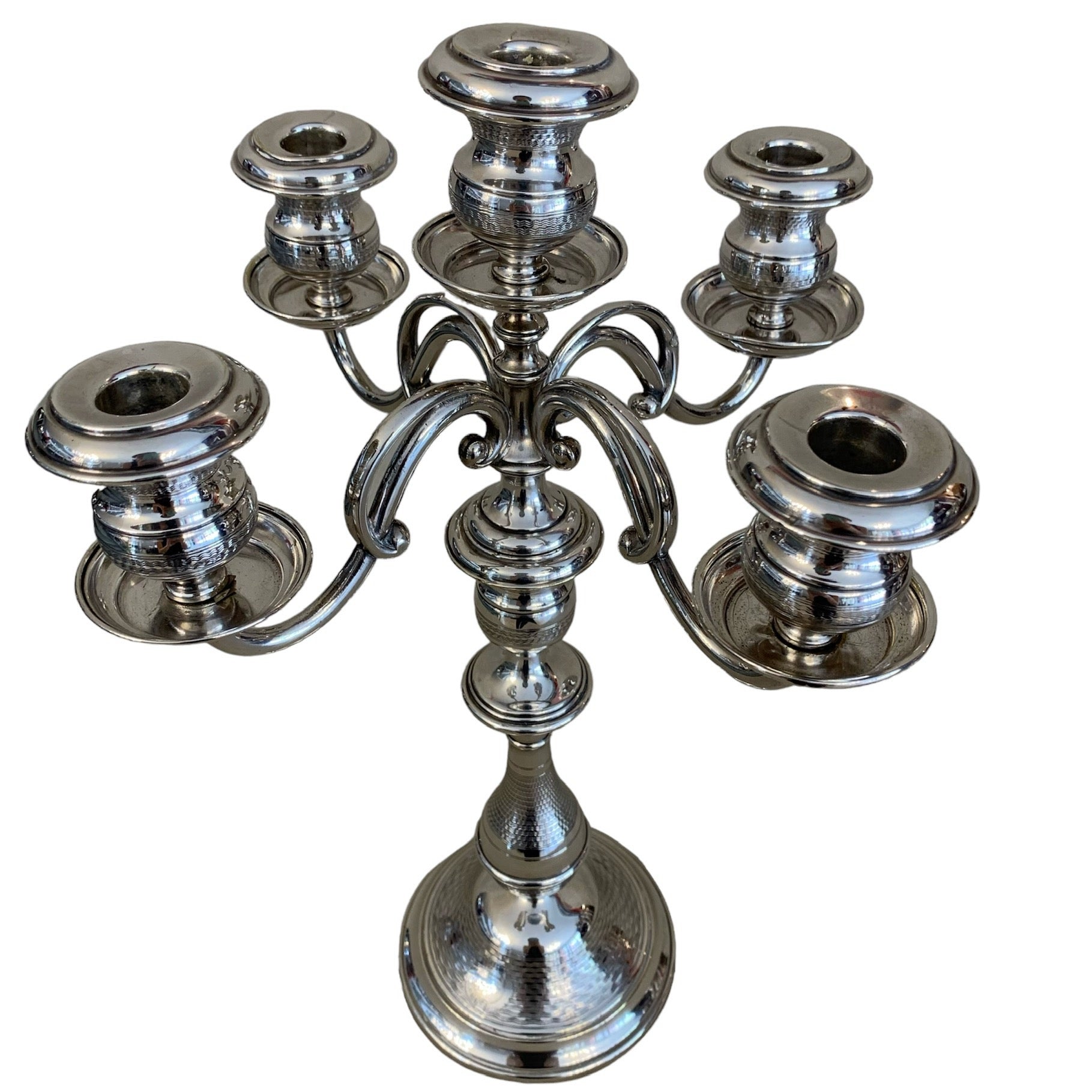 Par de candelabros franceses con patrón "Gilloche". SXIX