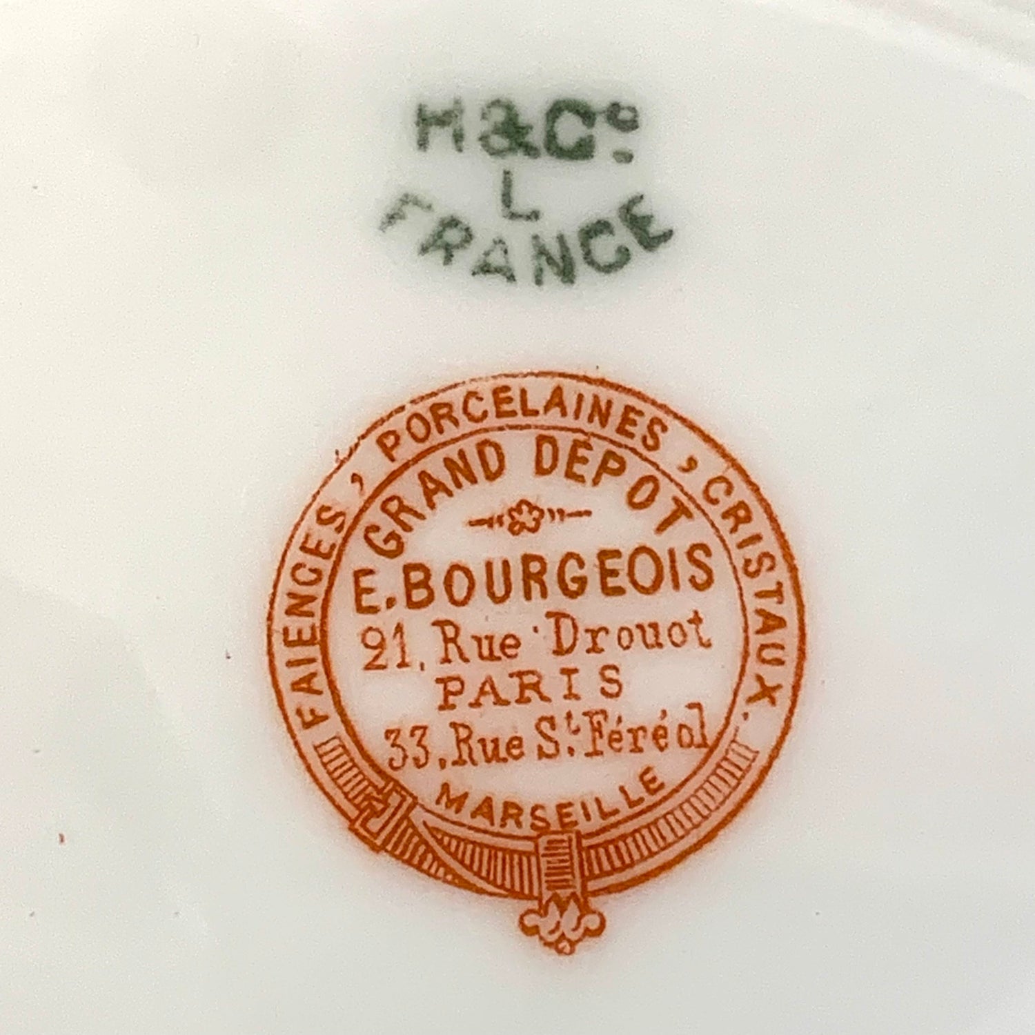 Vajilla de porcelana francesa Limoge "H&C L FRANCE" SXIX