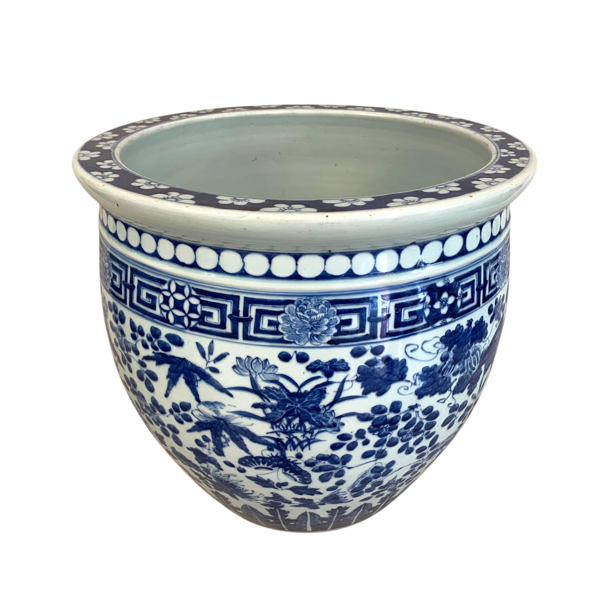 Jardinera japonesa blanca y azul. SXIX