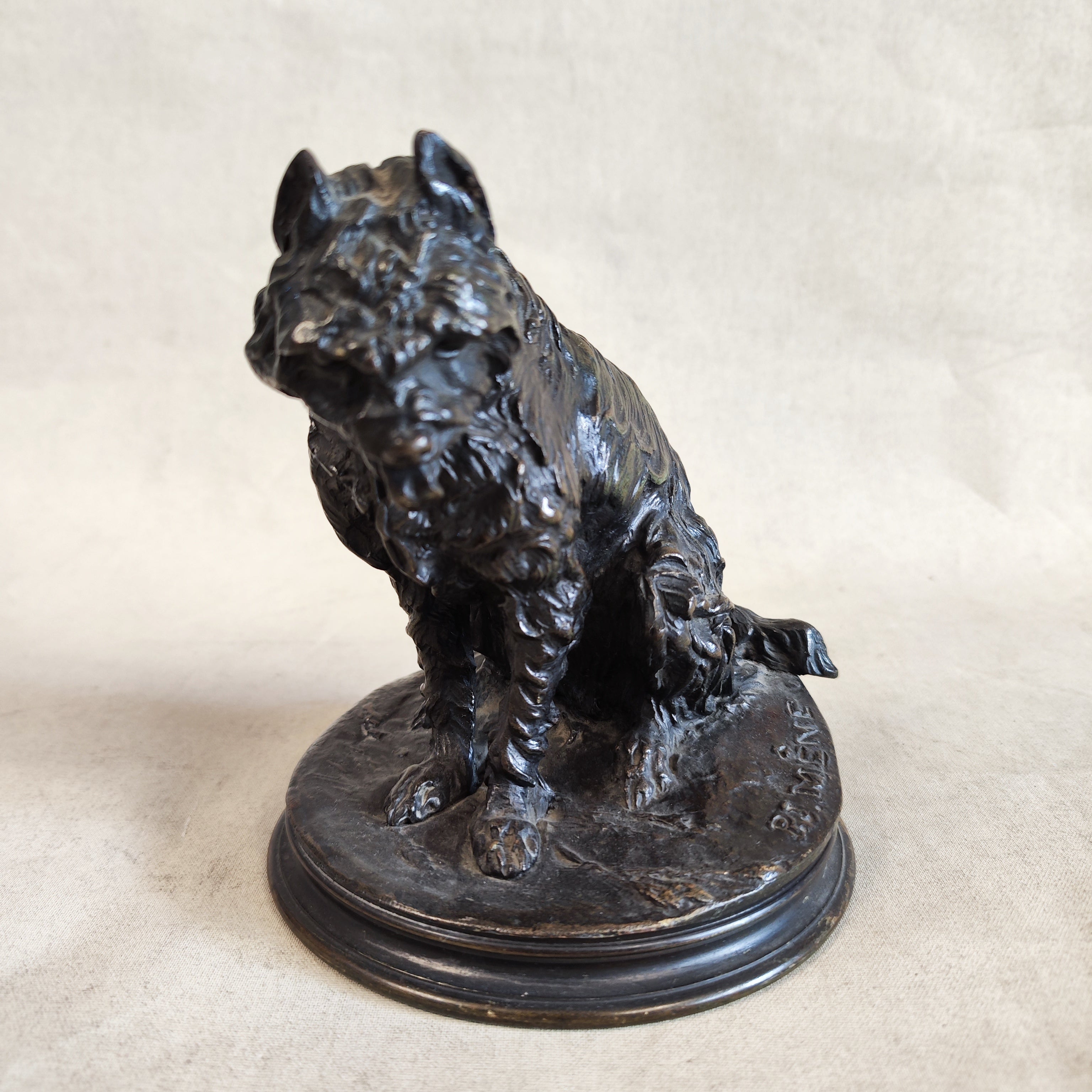 Perro de bronce firmado JP MENE. SXIX