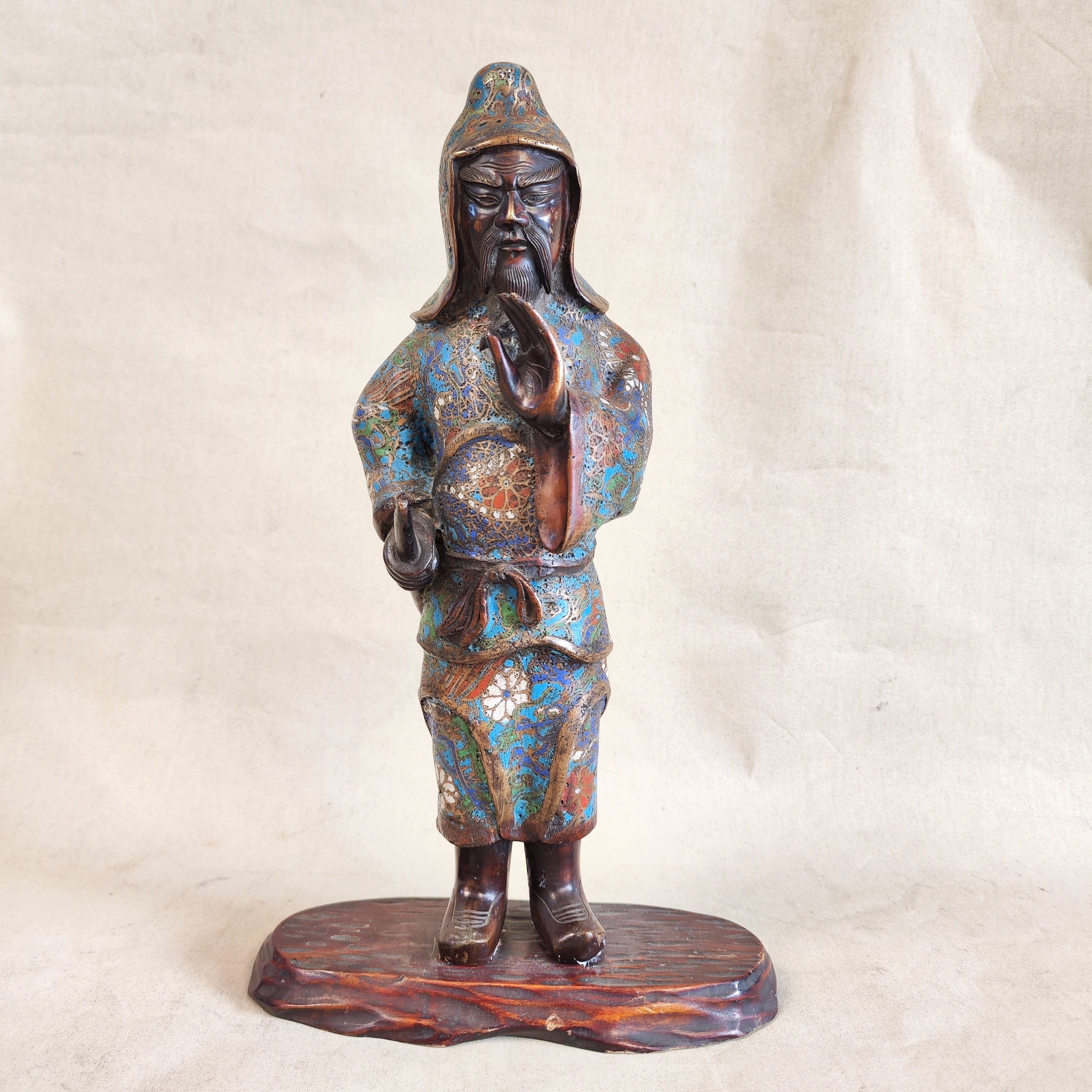 Guerrero samurái japones cloissone. japón Meiji SXIX