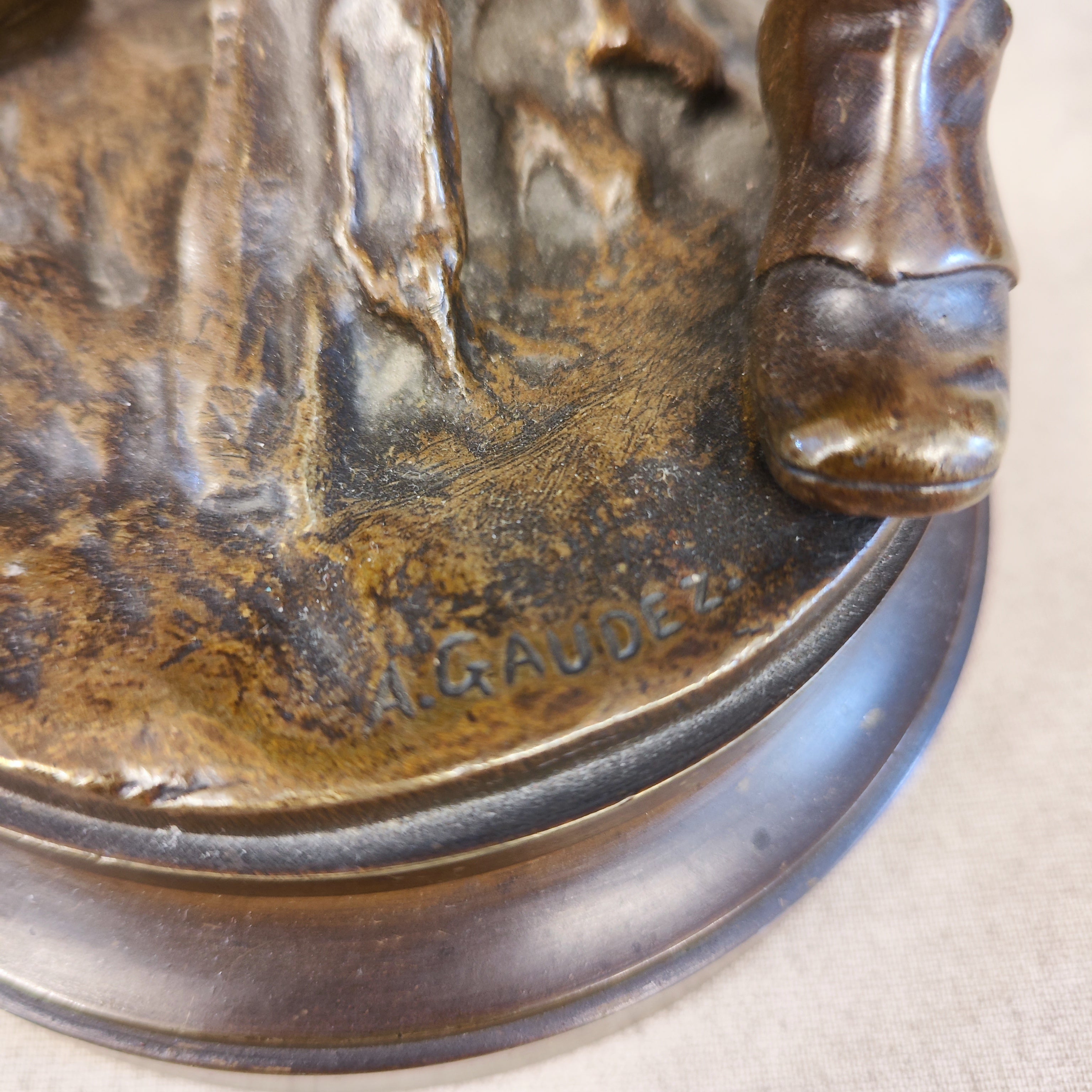 Escultura de bronce de soldado firmado Adrien Gaudez (1845-1902). Francia SXIX
