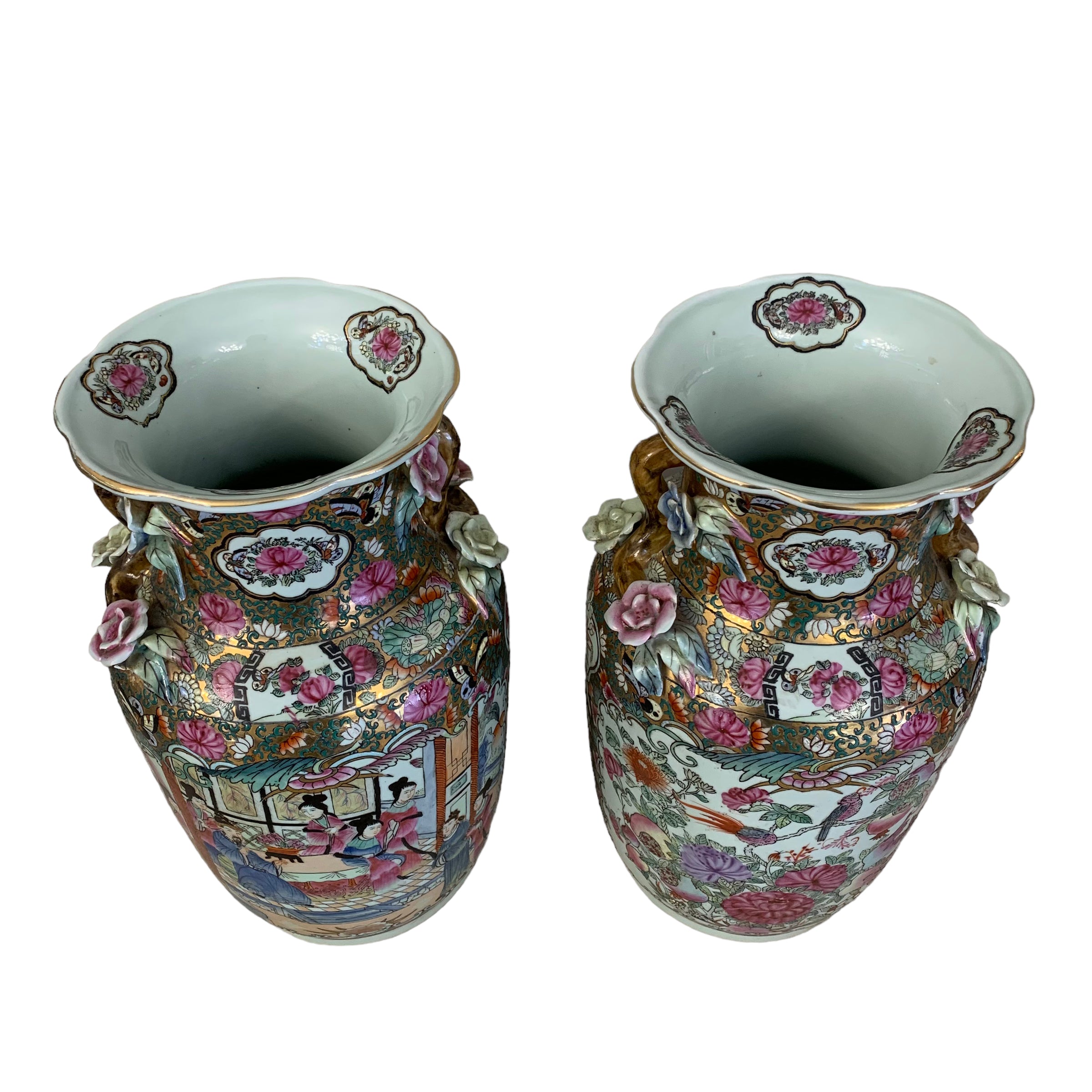 Par de jarrones chinos familia rosa SXVIII