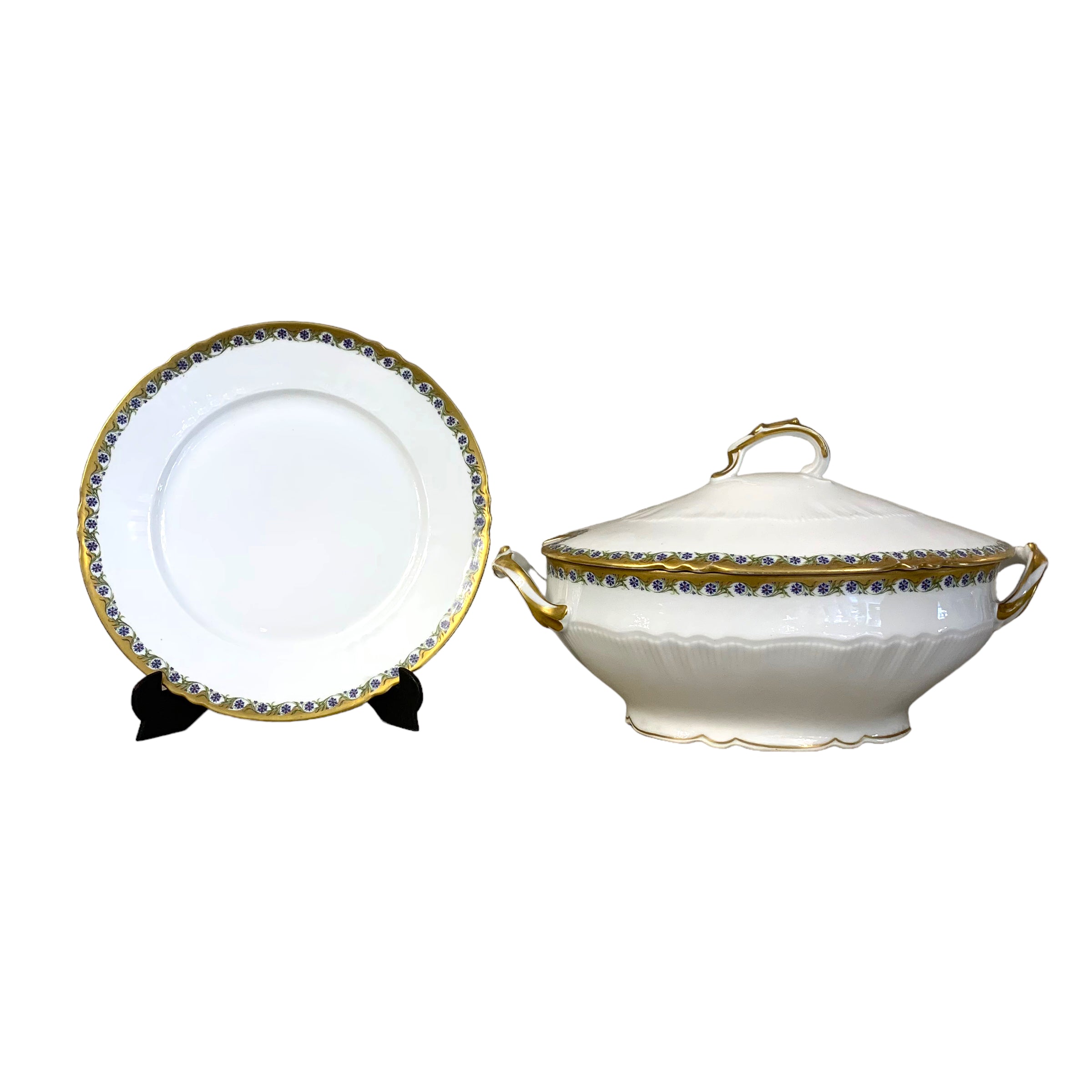 Vajilla de porcelana francesa Limoge "Aux Lions de Faience" SXIX