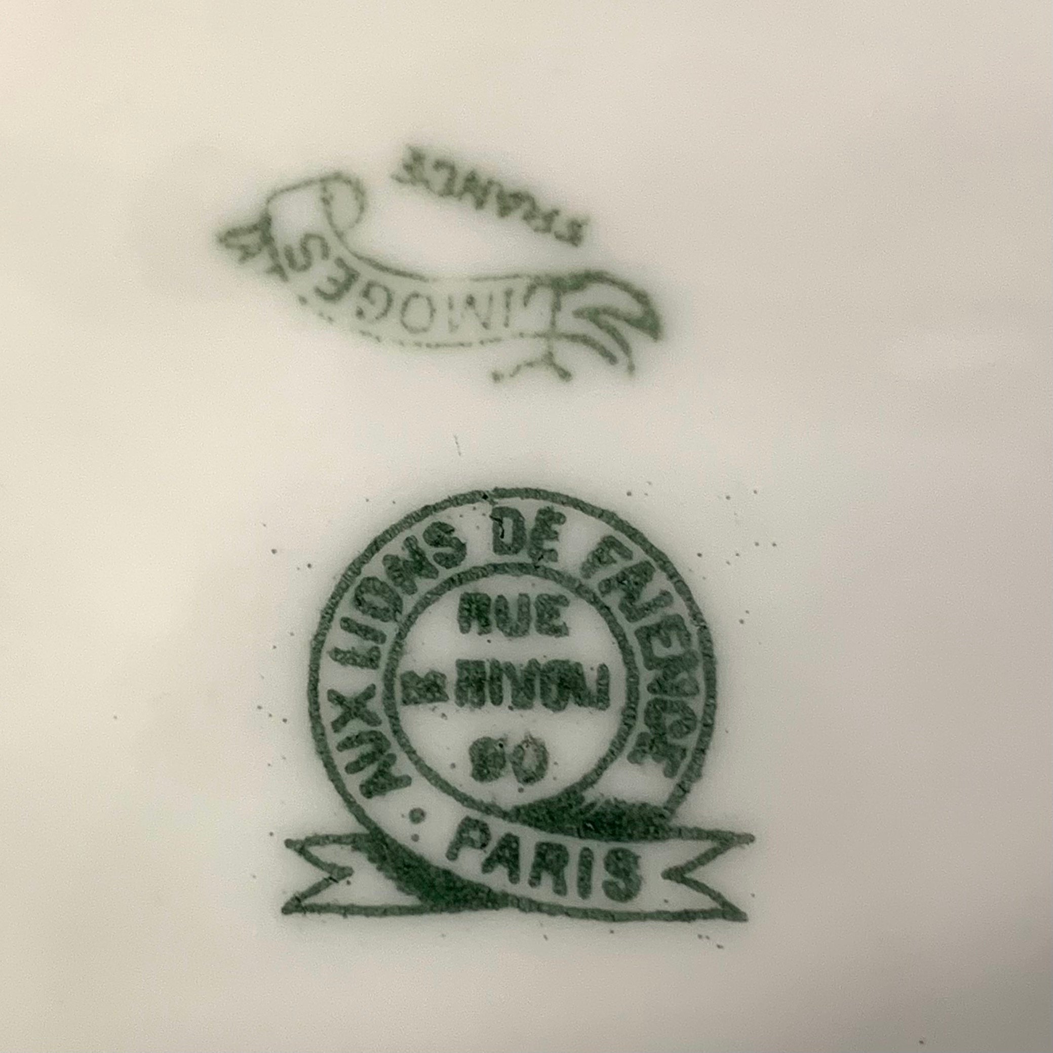 Vajilla de porcelana francesa Limoge "Aux Lions de Faience" SXIX