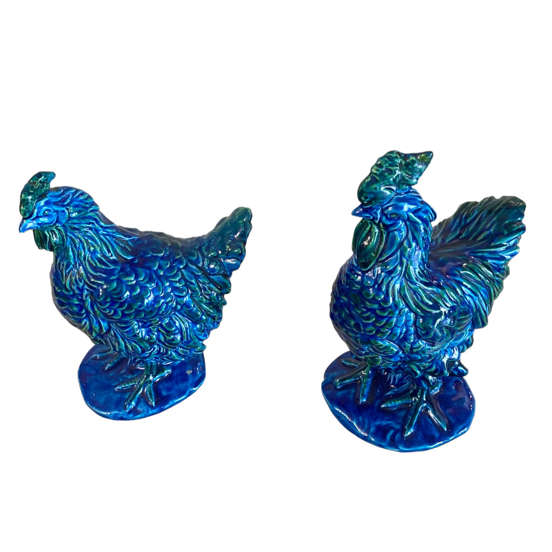 Gallo y gallina china azul imperial. SXIX