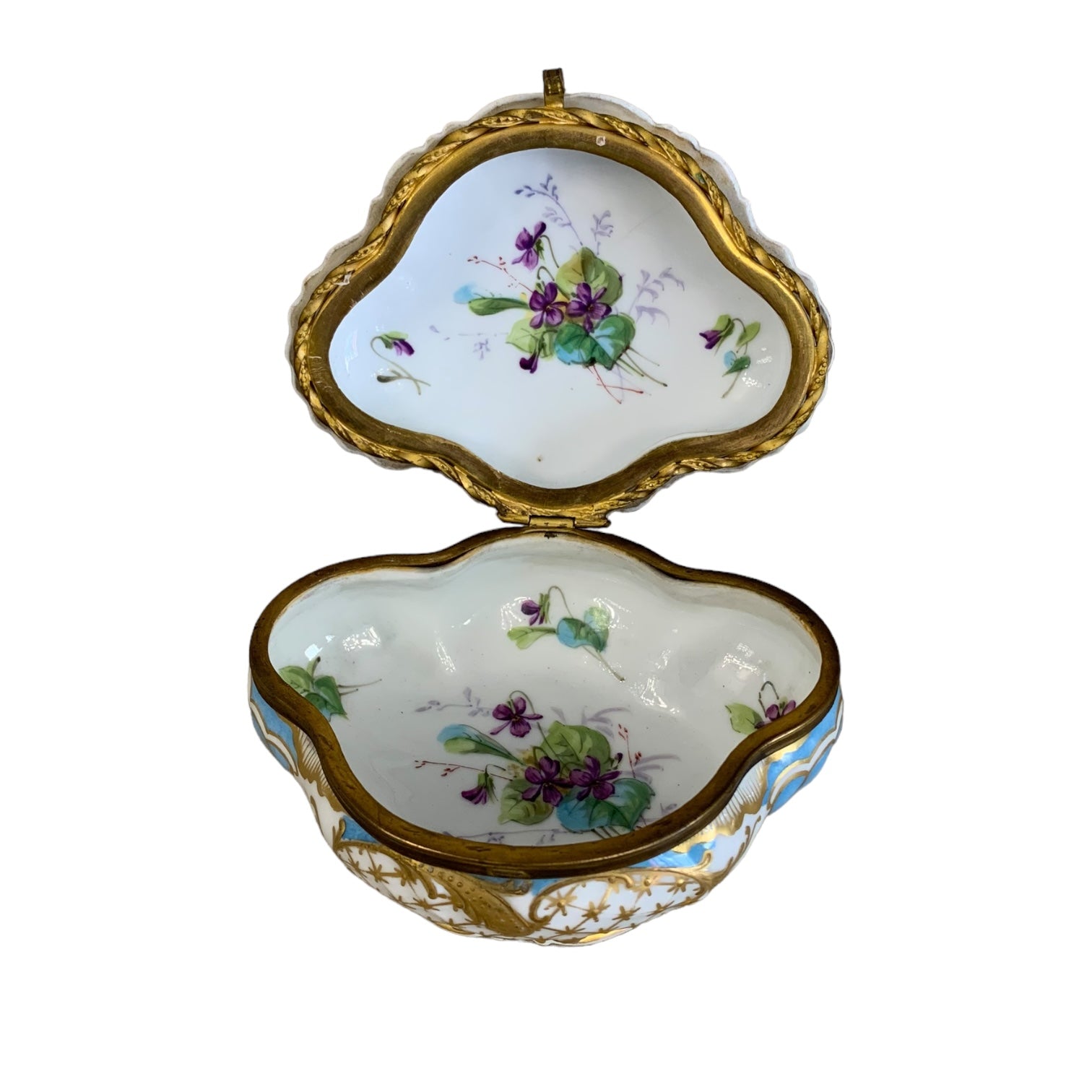 Joyero de porcelana francesa sellada M R Limoges. SXIX