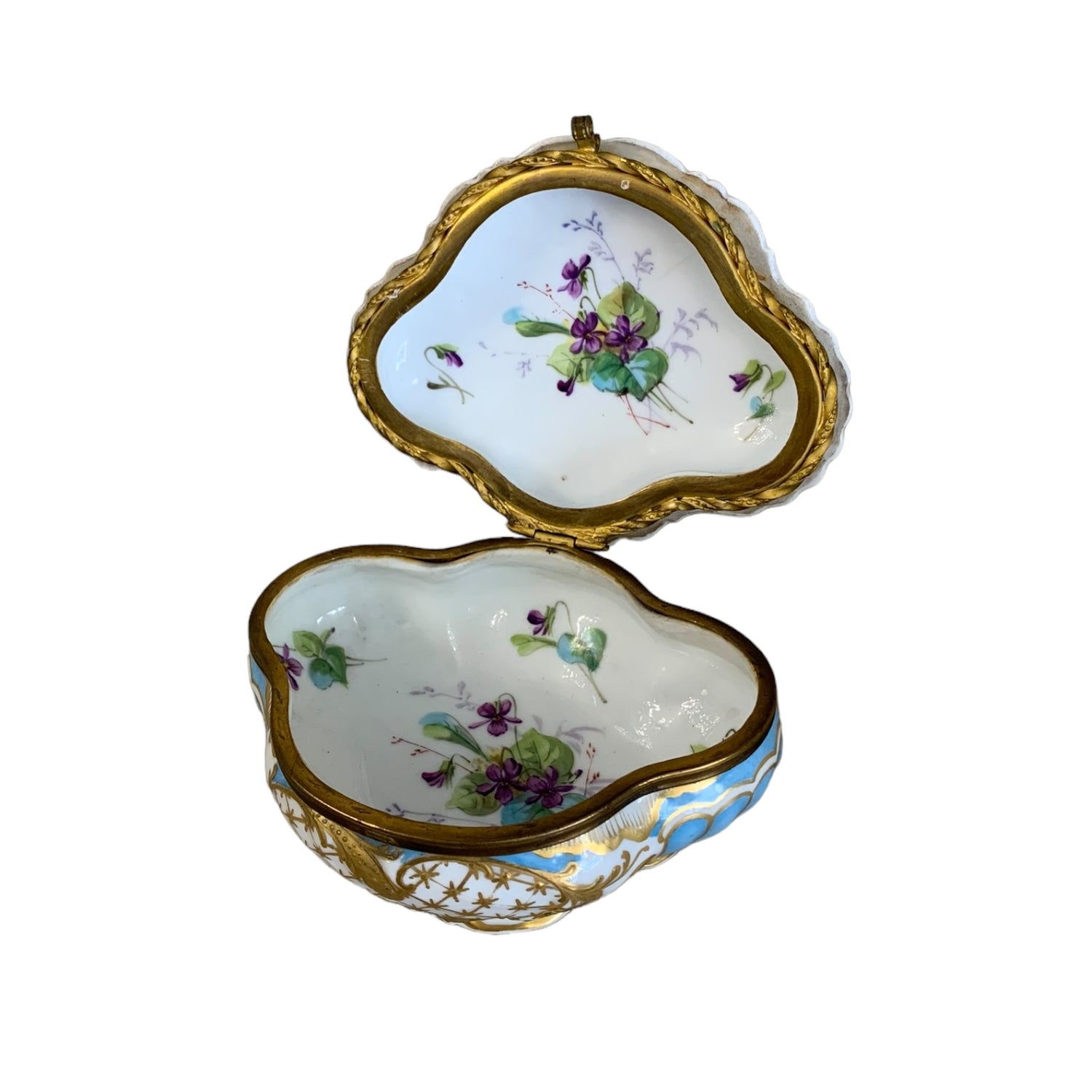 Joyero de porcelana francesa sellada M R Limoges. SXIX