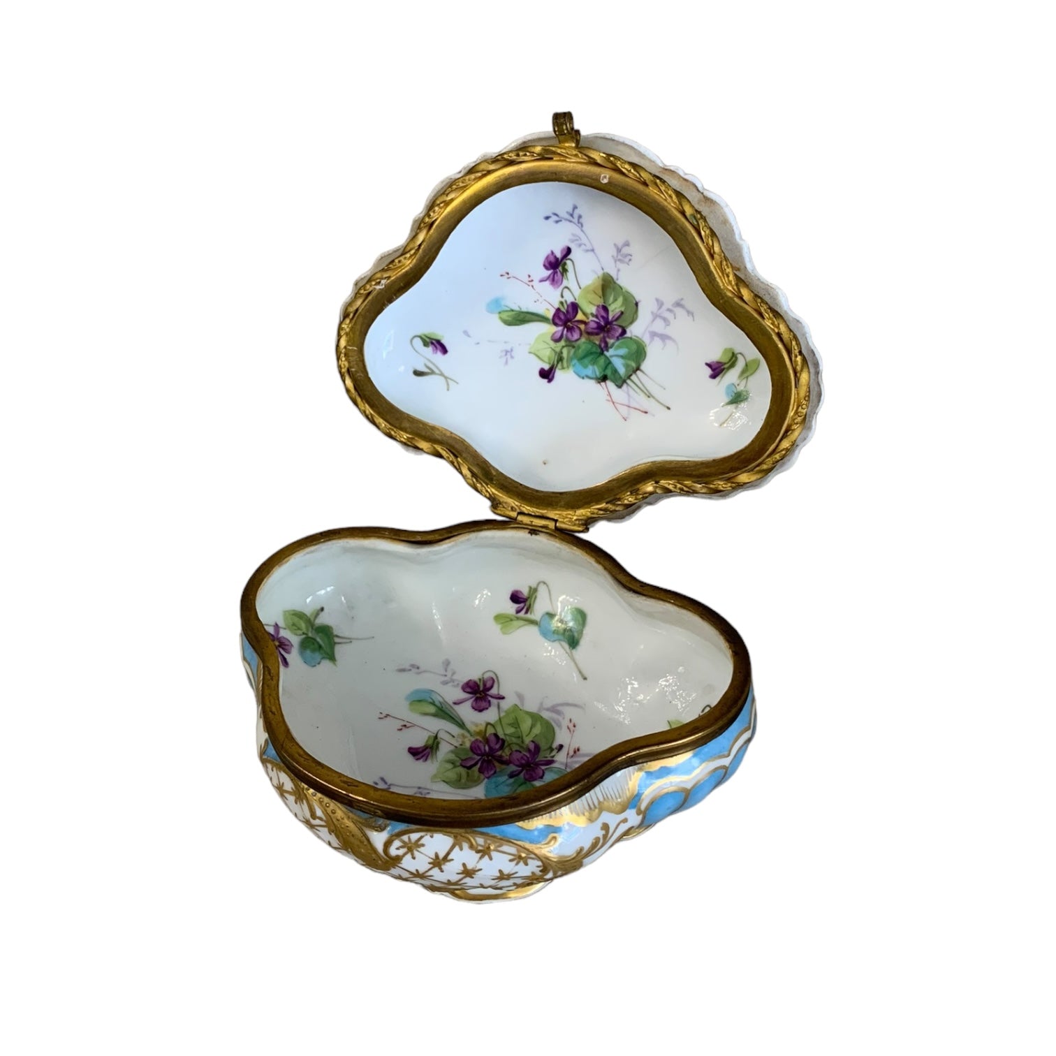 Joyero de porcelana francesa sellada M R Limoges. SXIX