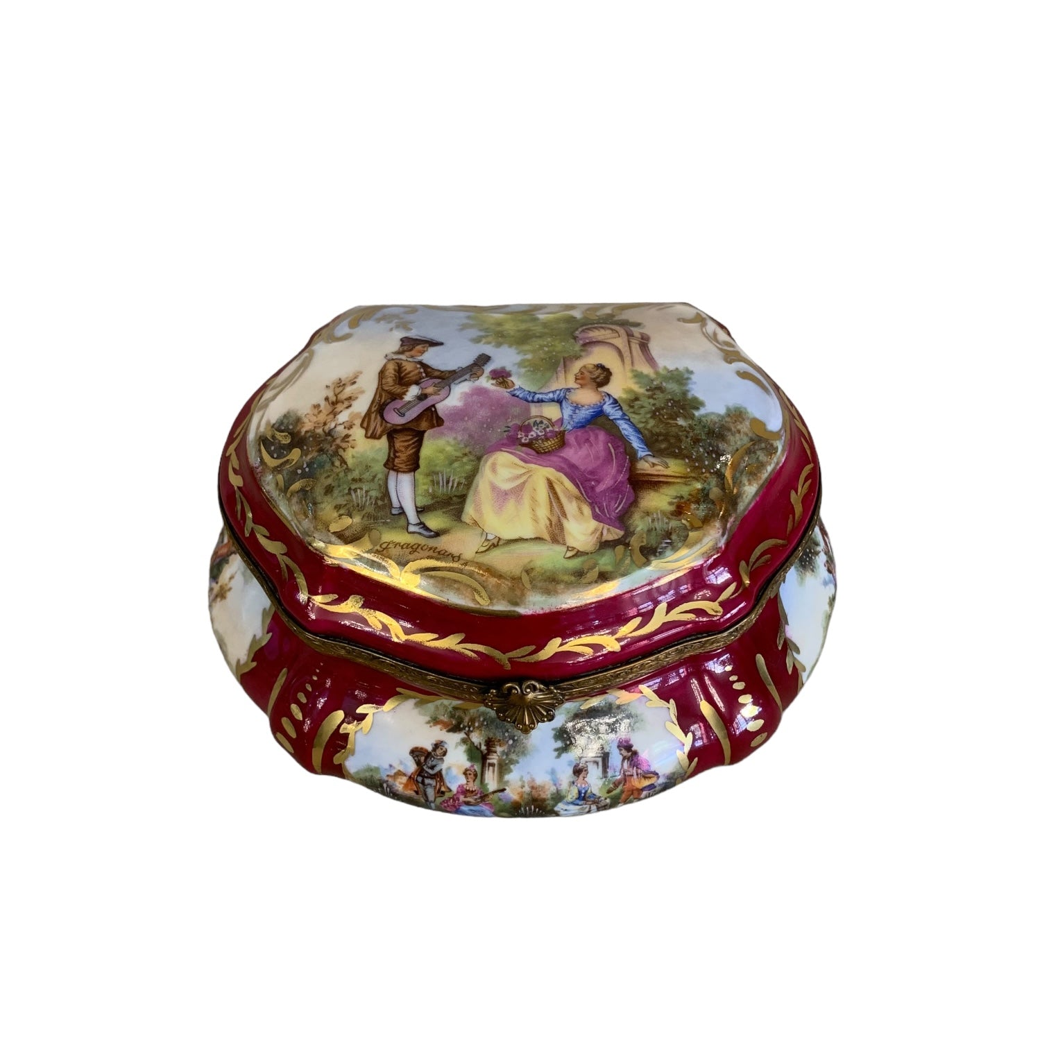 Joyero de porcelana francesa sellado Sevres M A. SXIX