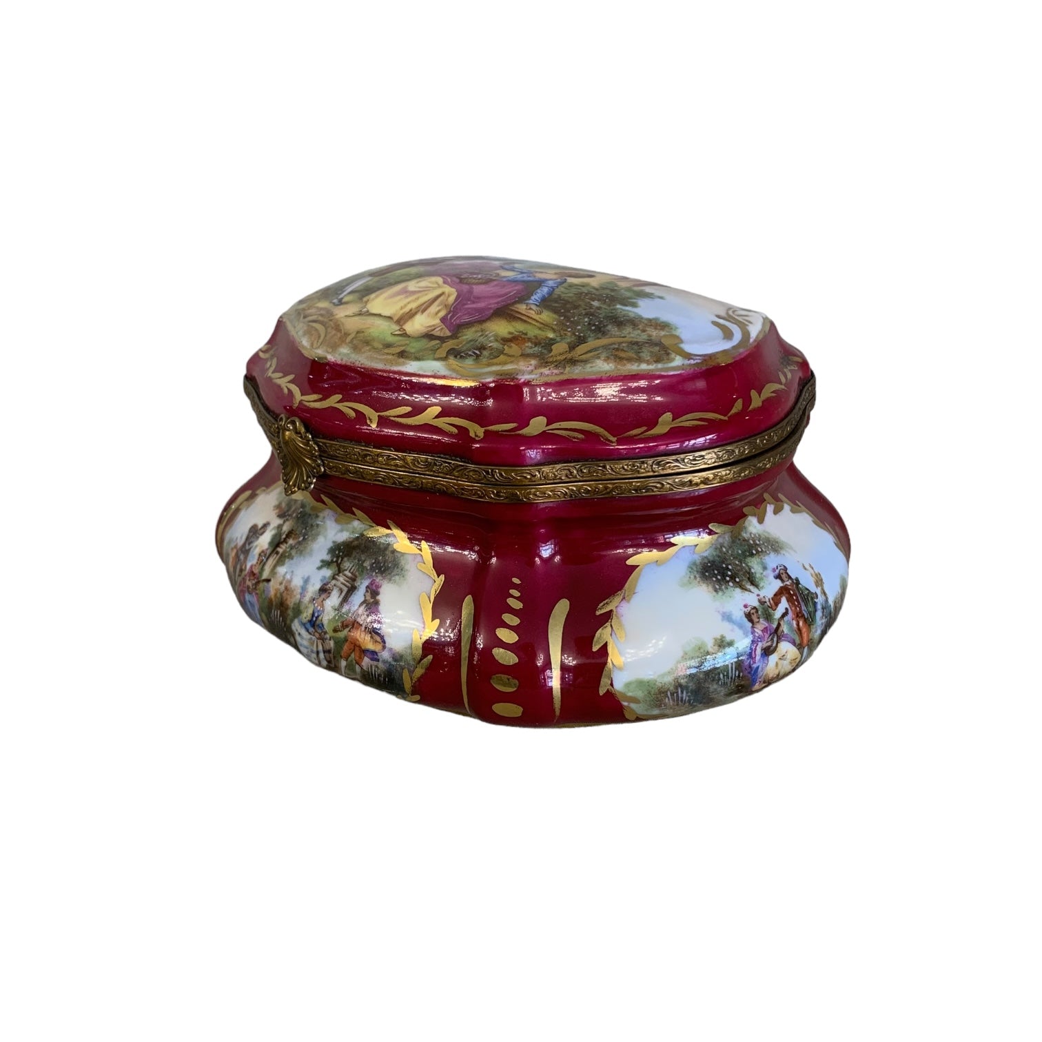 Joyero de porcelana francesa sellado Sevres M A. SXIX