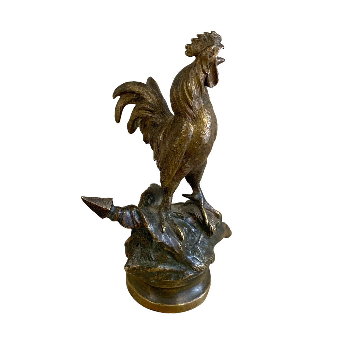 Escultura francesa de gallo en bronce. Fines SXIX