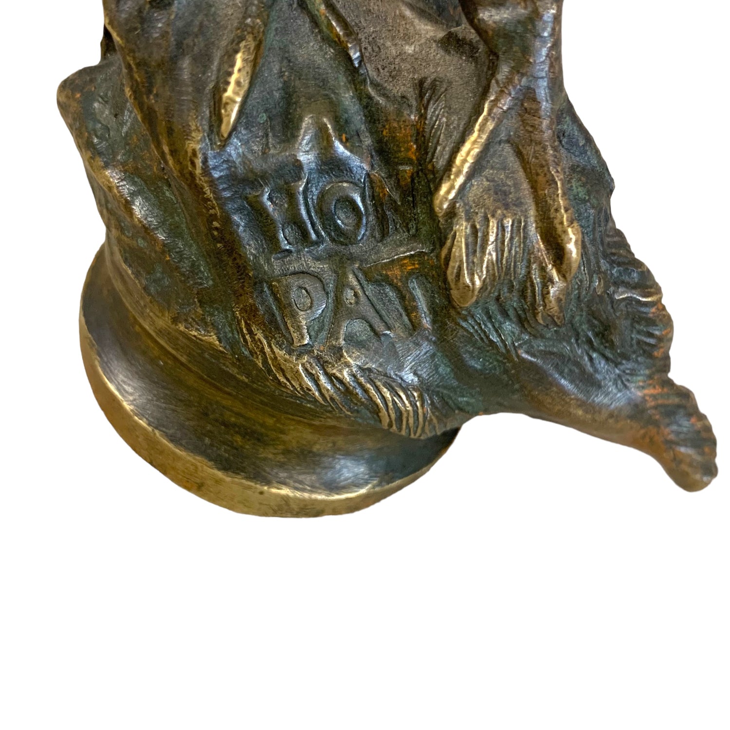 Escultura francesa de gallo en bronce firmado Lecourtier. Fines SXIX