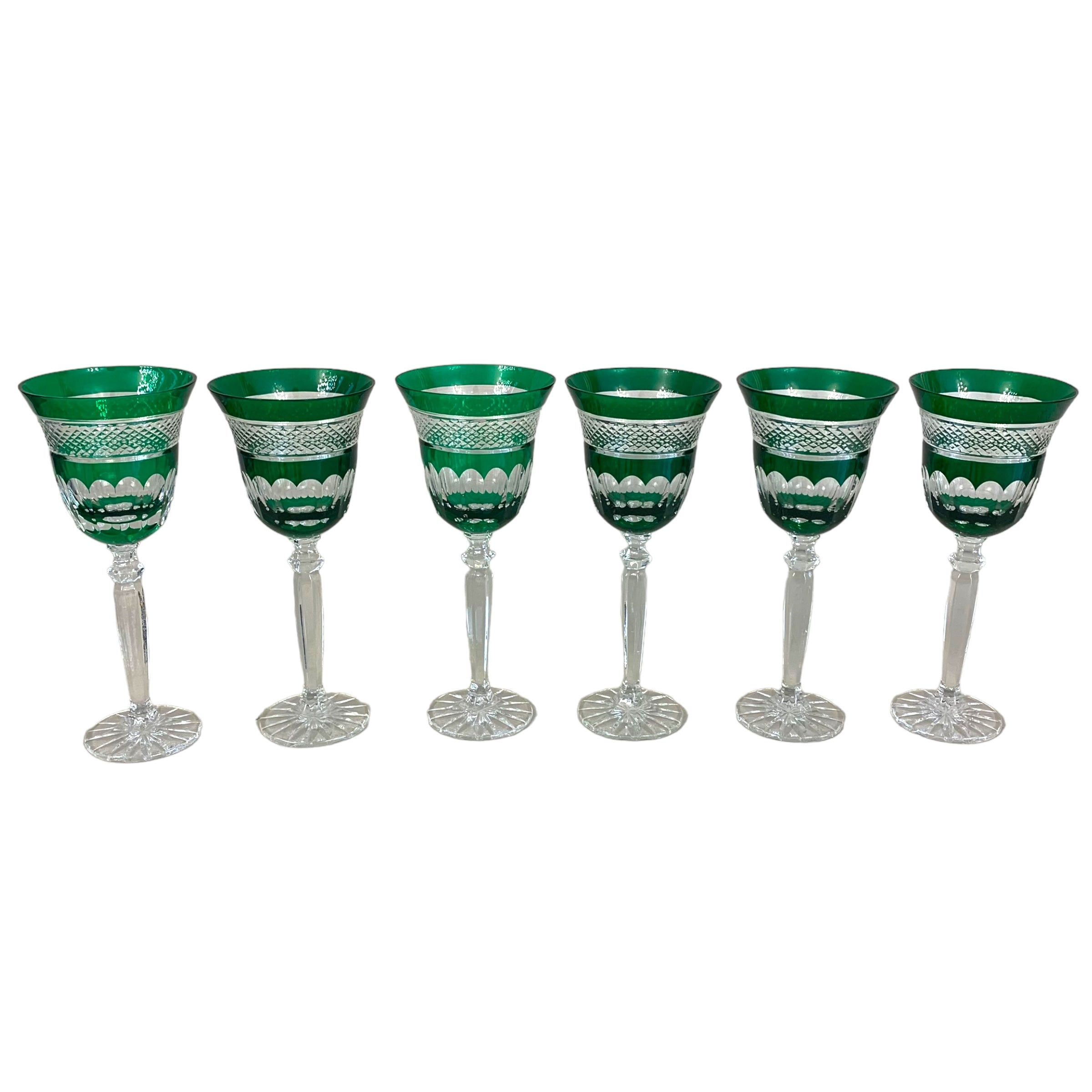 Juego de 6 copas verdes francesas. SXX