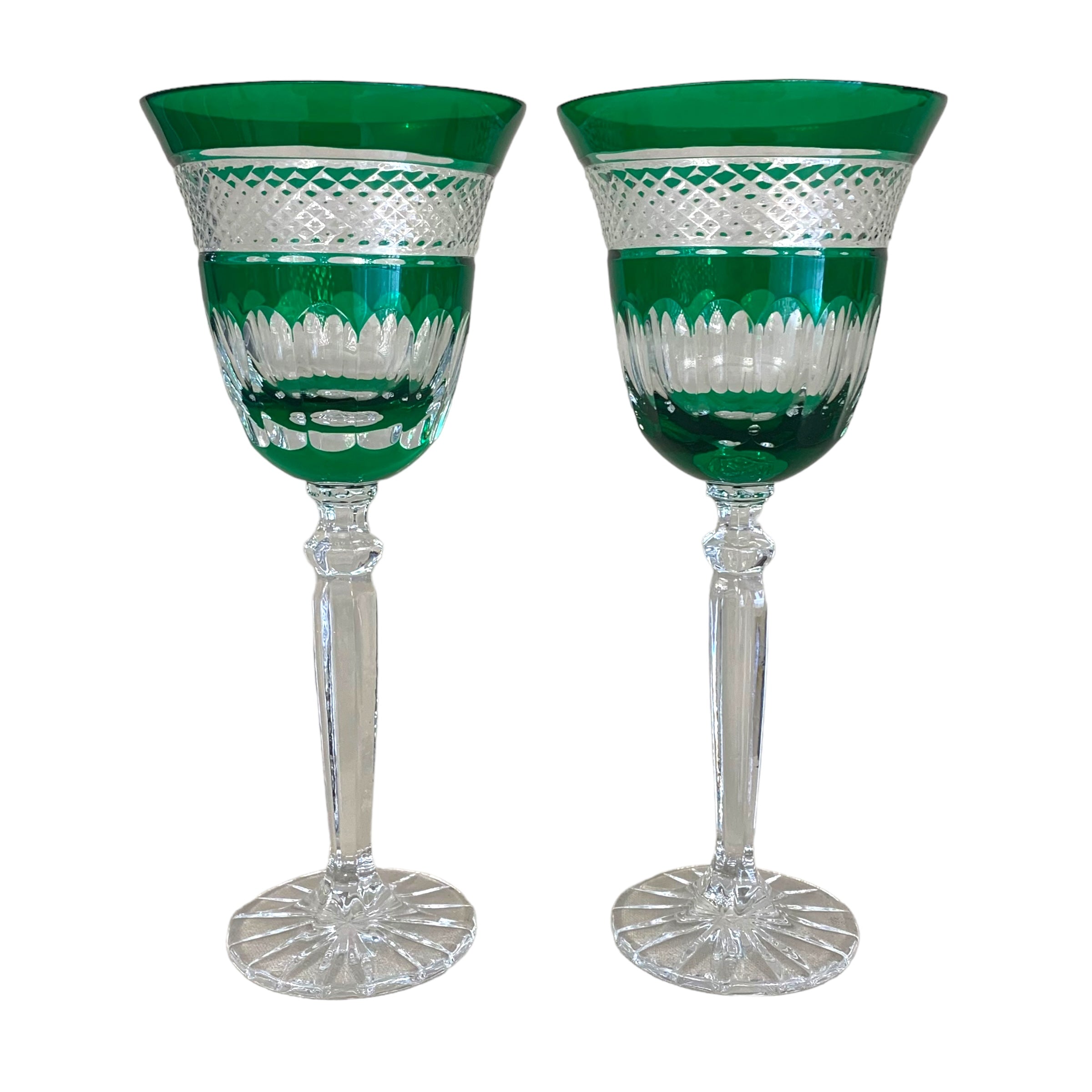 Juego de 6 copas verdes francesas. SXX