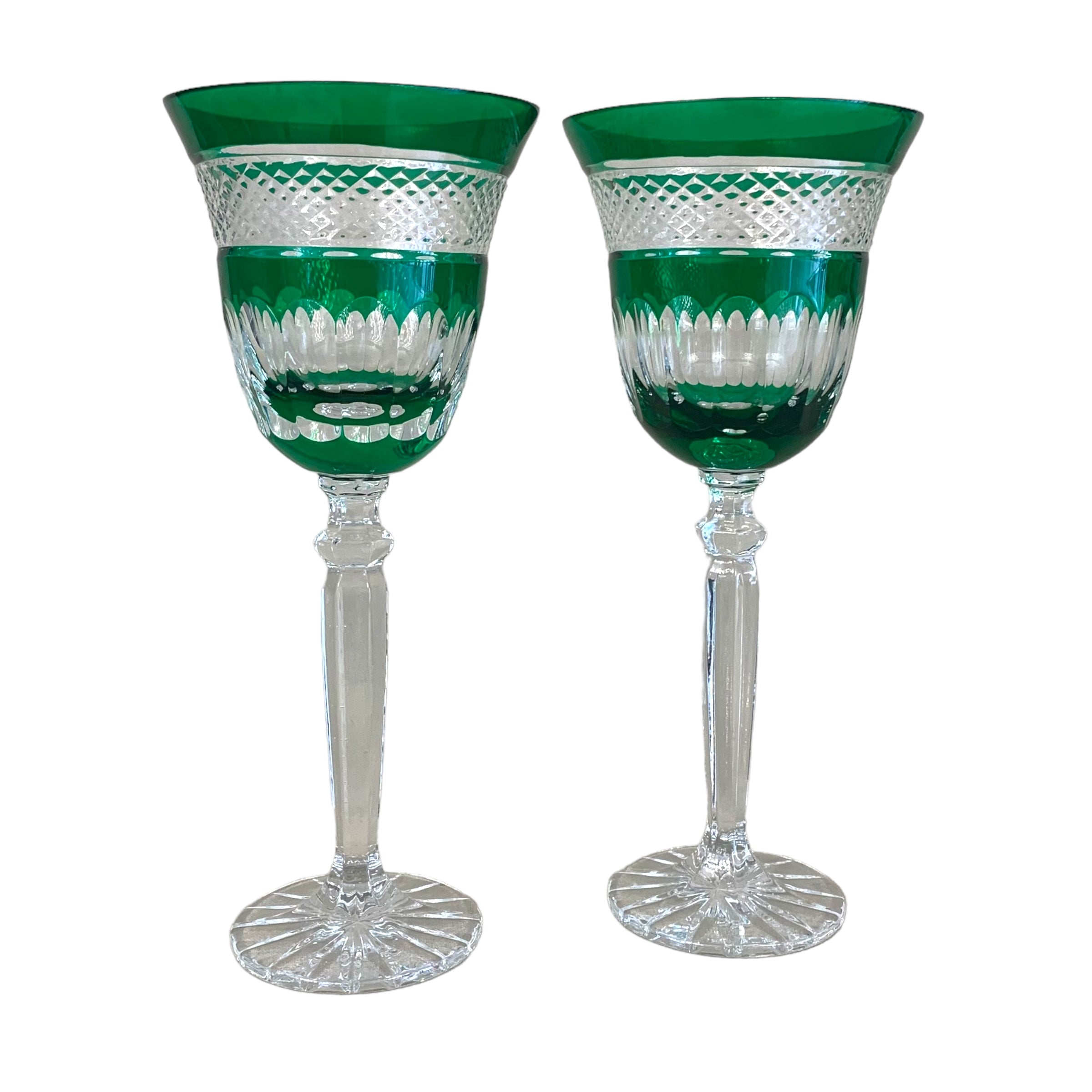 Juego de 6 copas verdes francesas. SXX
