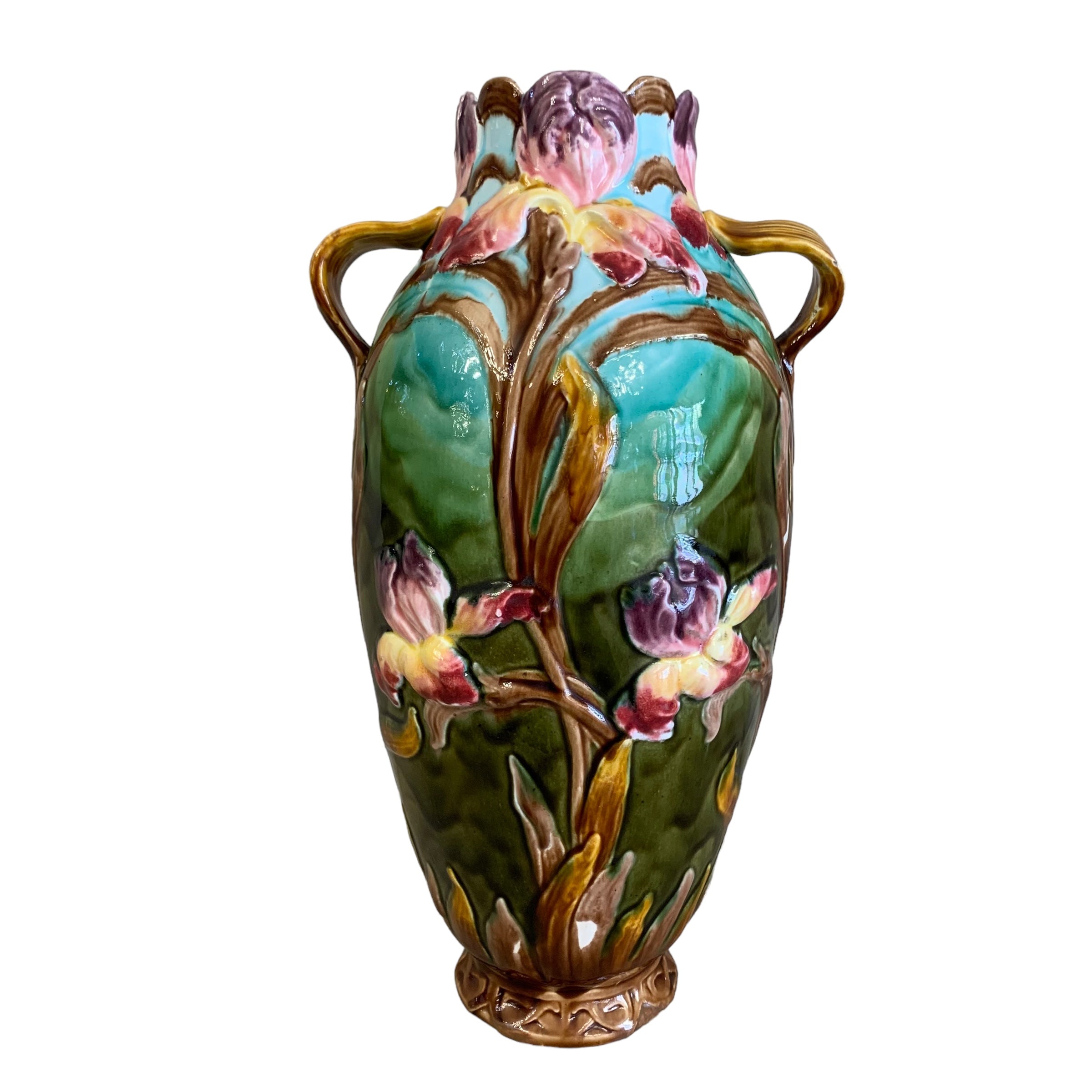 Jarrón de Mayólica francesa periodo Art- Nouveau. SXX