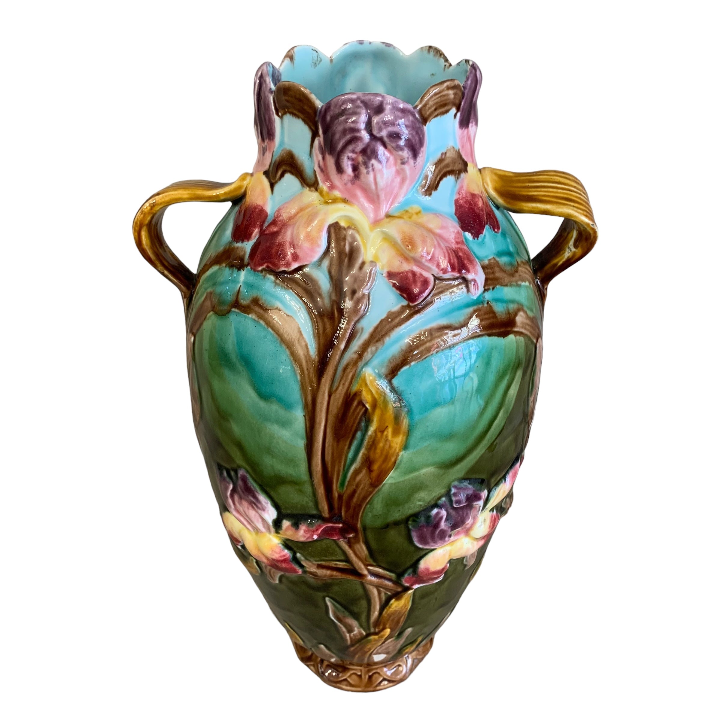 Jarrón de Mayólica francesa periodo Art- Nouveau. SXX