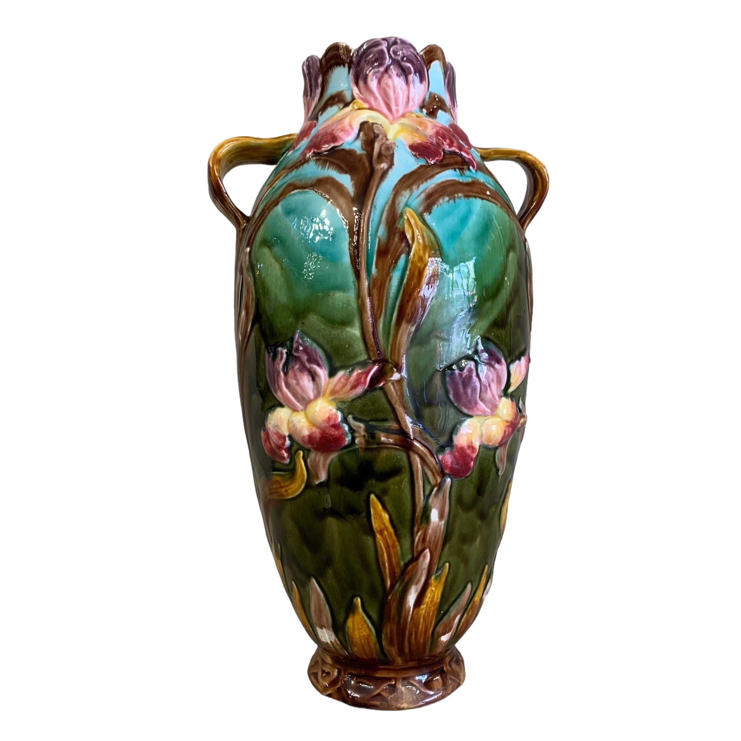 Jarrón de Mayólica francesa periodo Art- Nouveau. SXX