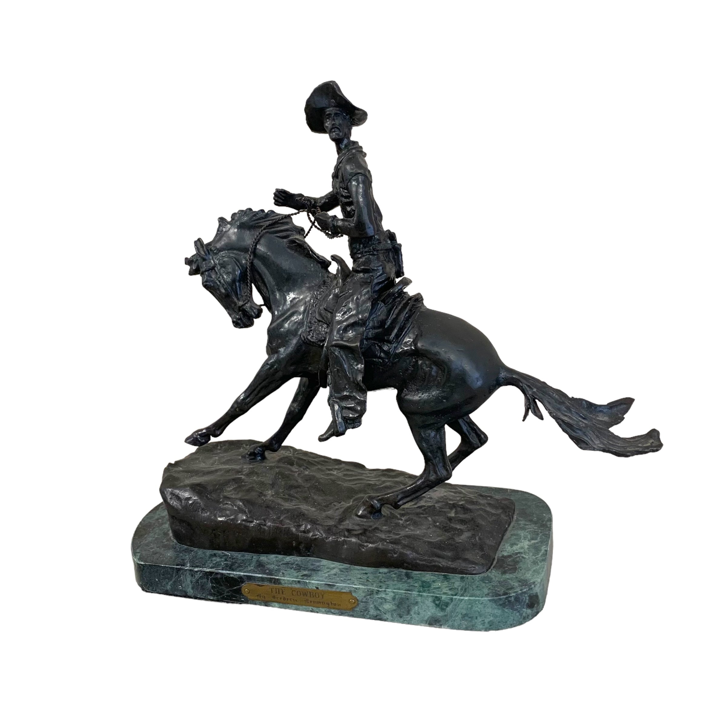 Escultura bronce "cowboy" firmado Frederick Remington. SXIX