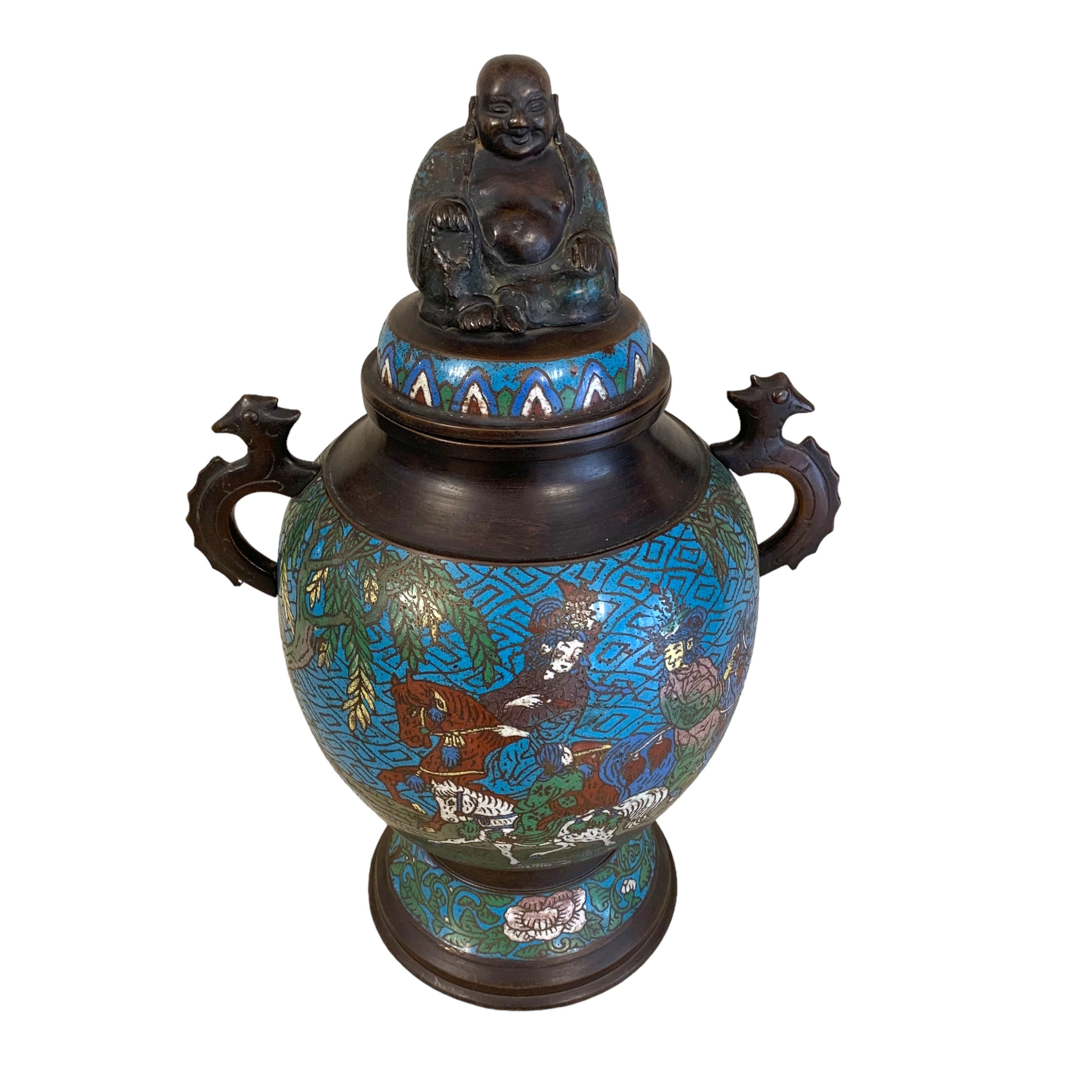 Cloissone japones esmalatdo con figura de Buda. SXIX Meiji