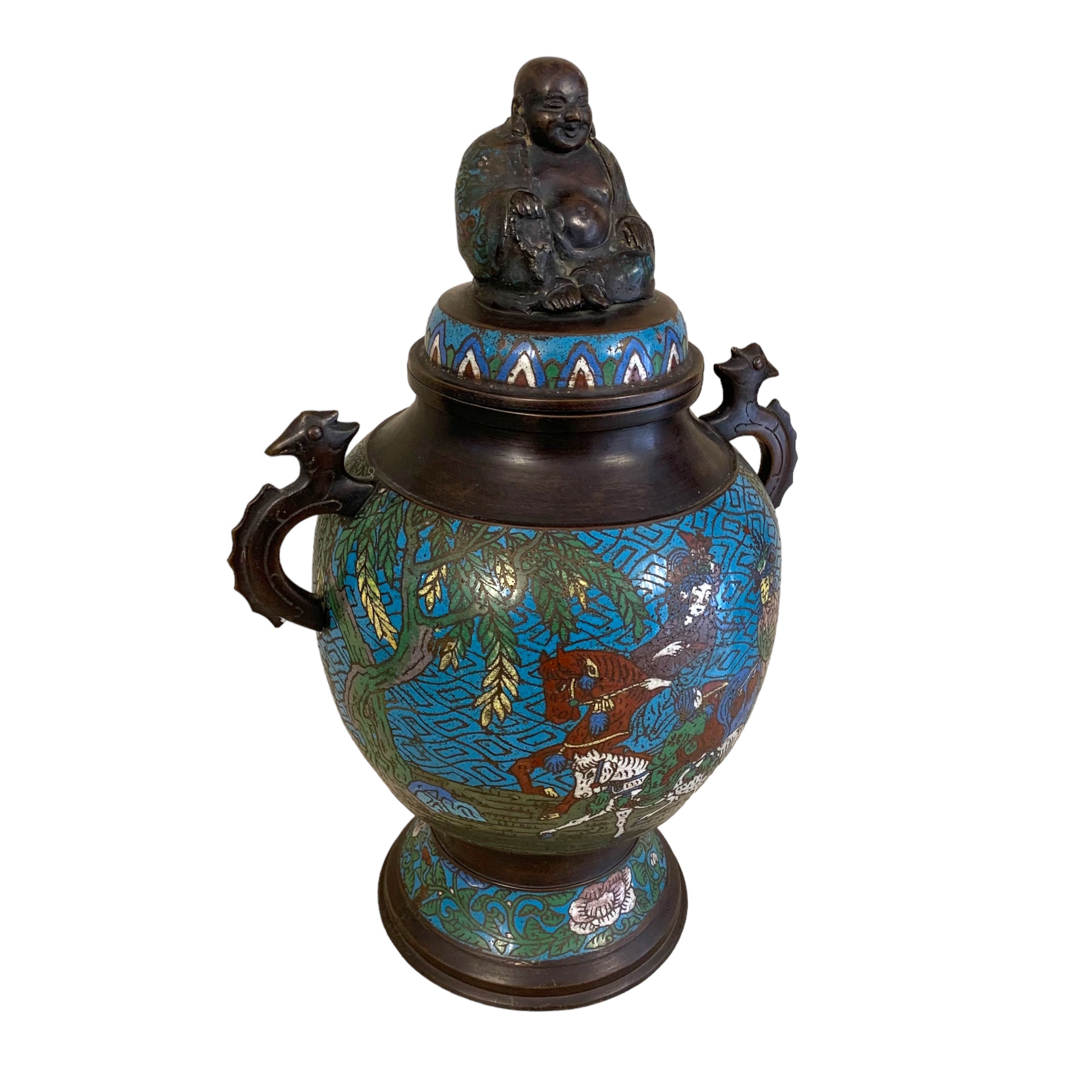 Cloissone japones esmalatdo con figura de Buda. SXIX Meiji