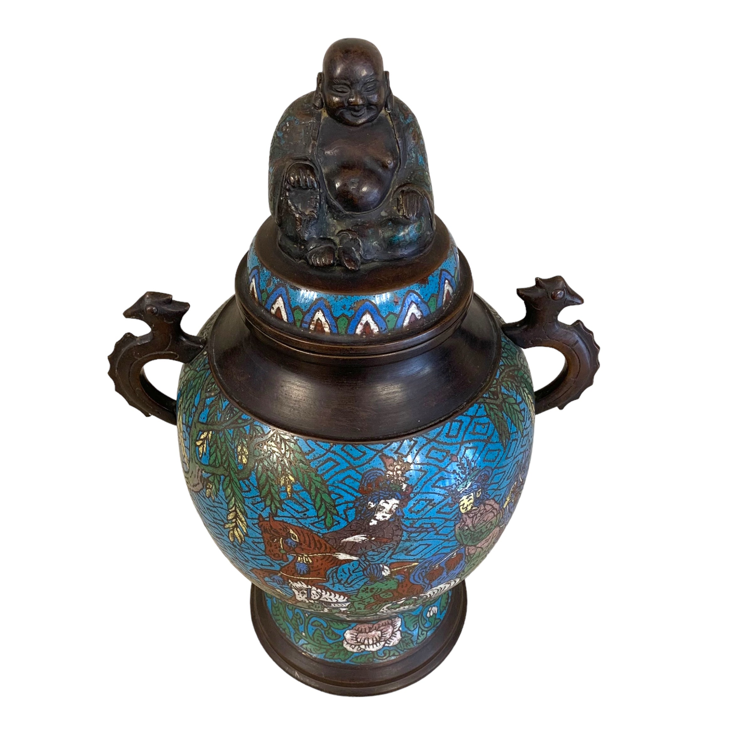 Cloissone japones esmalatdo con figura de Buda. SXIX Meiji