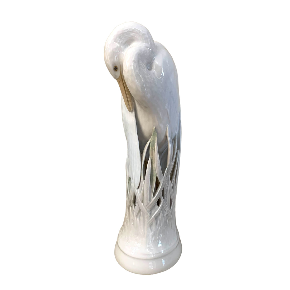 Figura de porcelana Art-Nouveau de una garza sello Royal Copenhagen . SXX