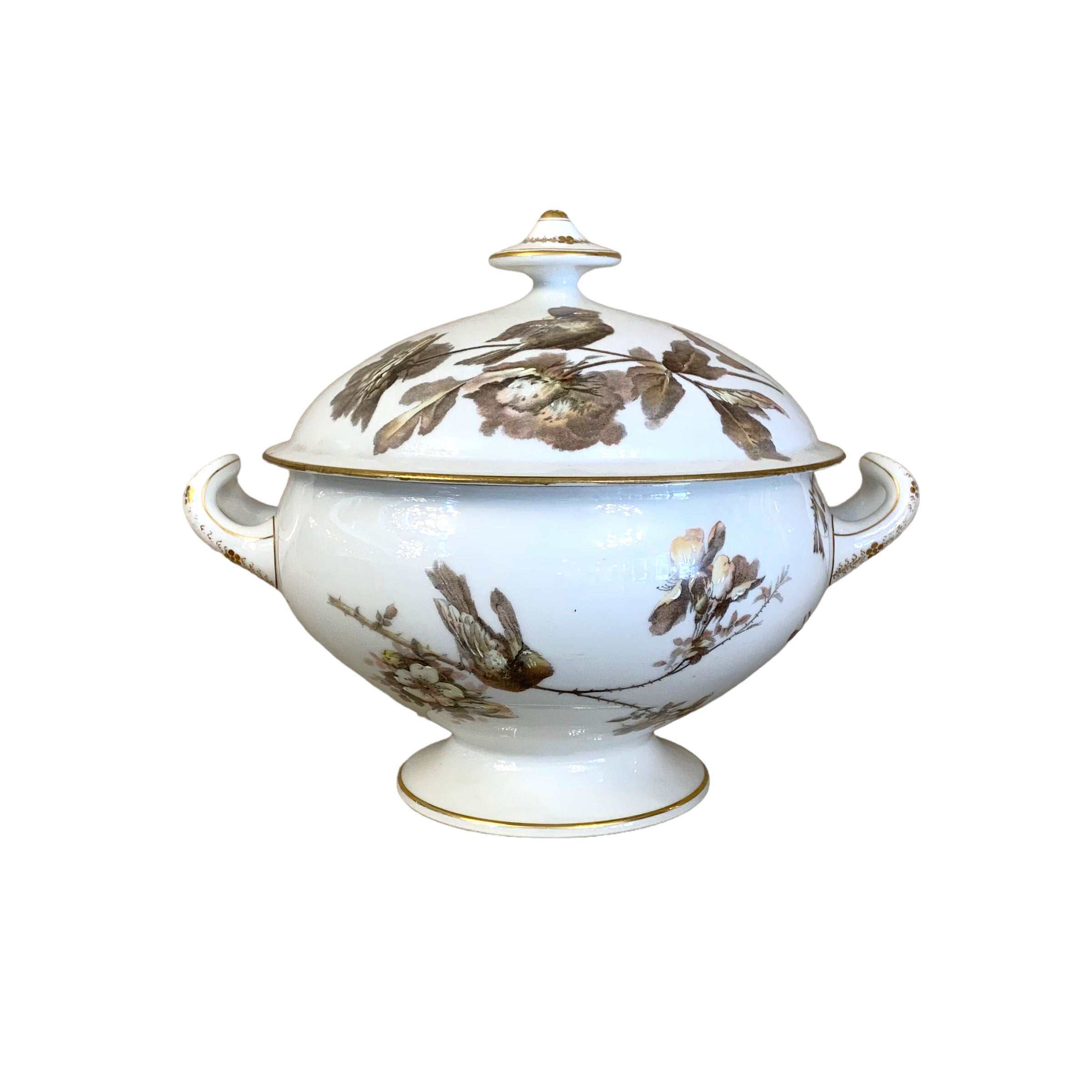 Sopera de porcelana francesa Limoge "William Guerin" SXIX