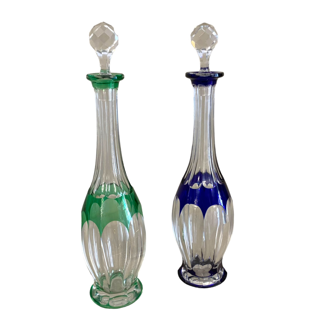 Par de botellas de cristal Art-Deco. SXX