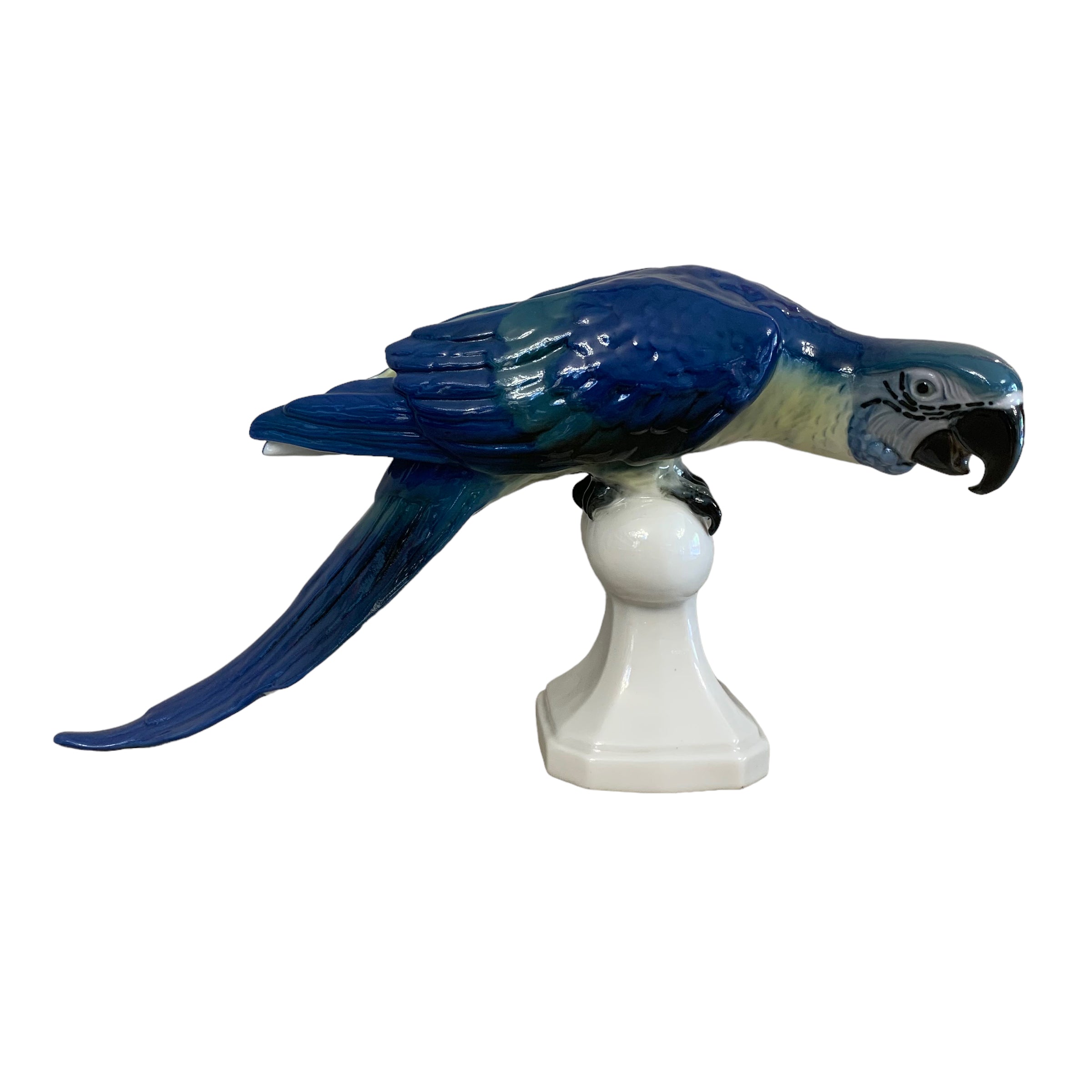 Papagayo de porcelana checa esmaltado. Firma Royal dux. Año 1956