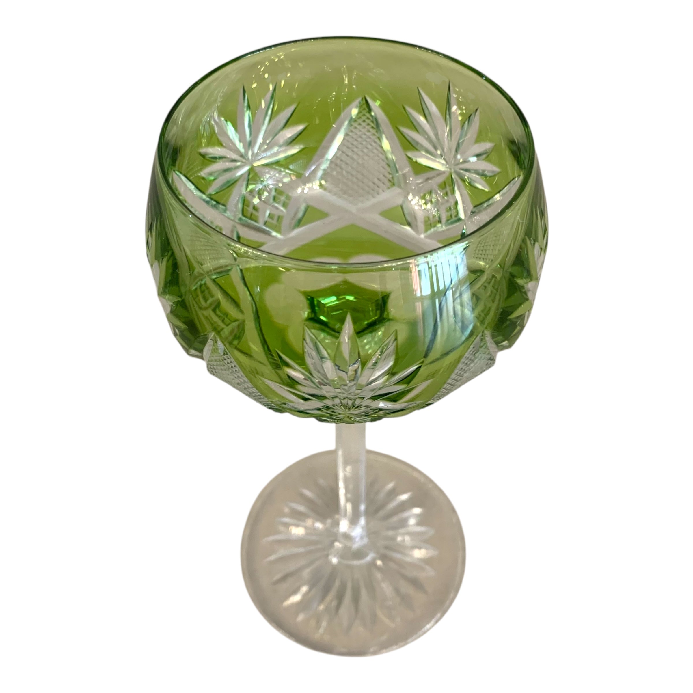 Juego de 6 copas cristal cortado francesas vaselina. SXX