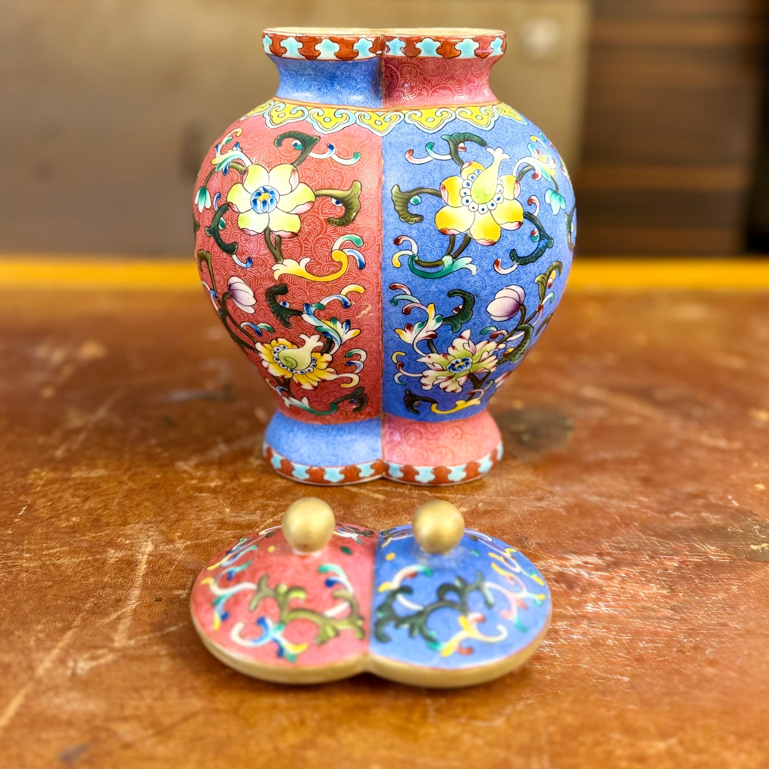 Botella China doble esmaltada Qianlong. Chino SXVIII