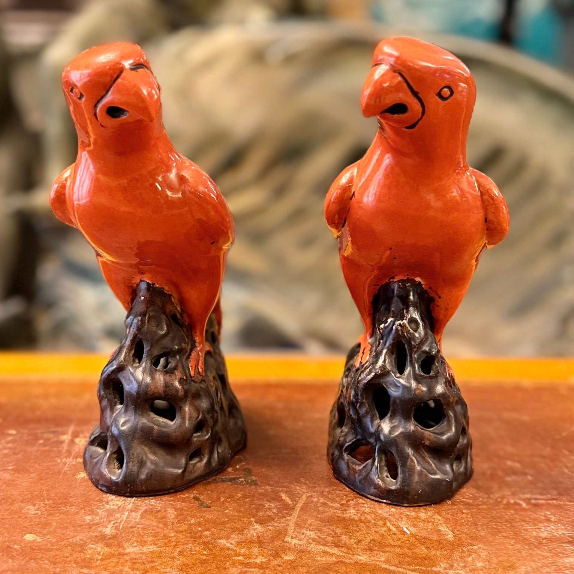 Par de loros chino de caolín. China SXIX