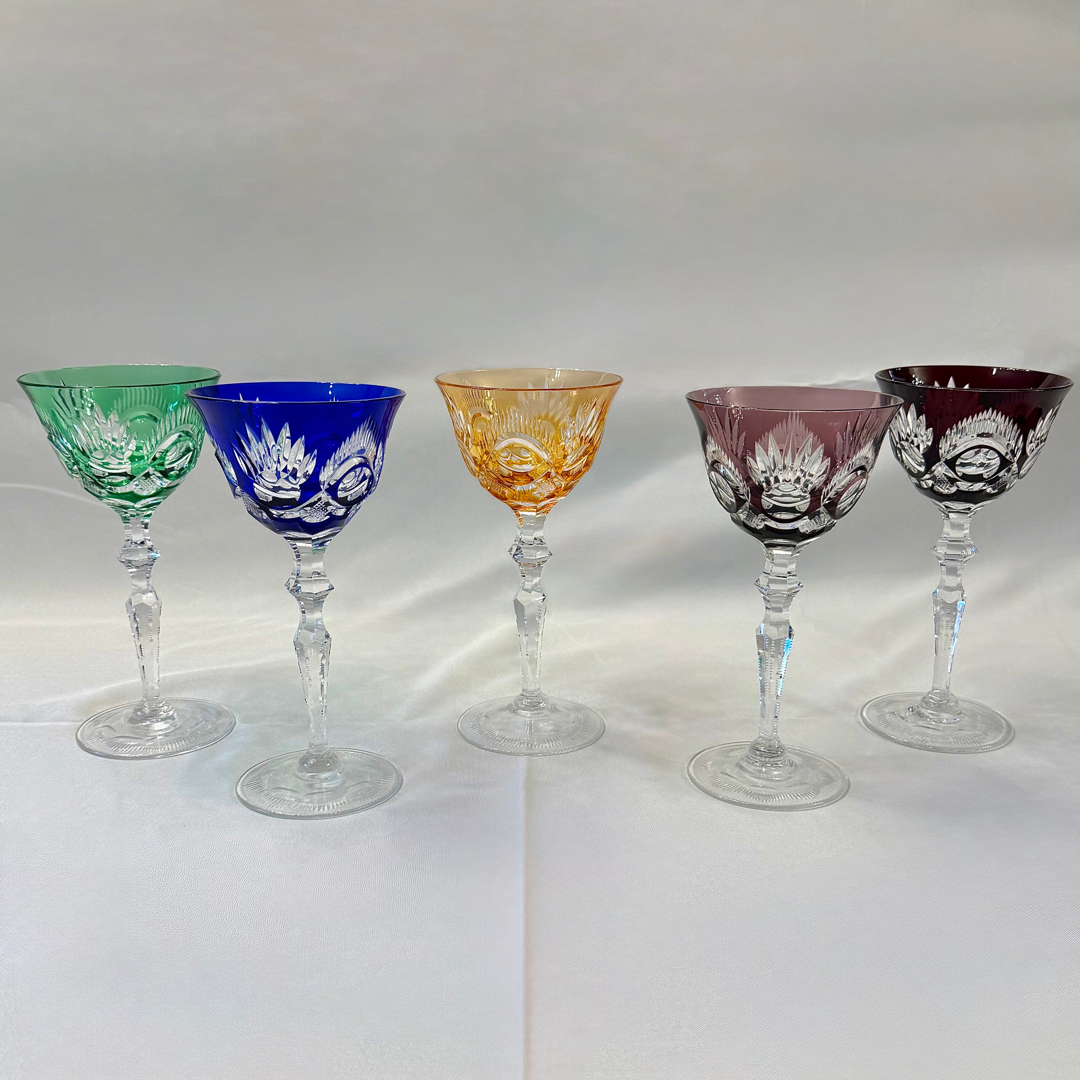 Juego de cinco copas de cristal cortado Peill&Sohn. Alemania SXX