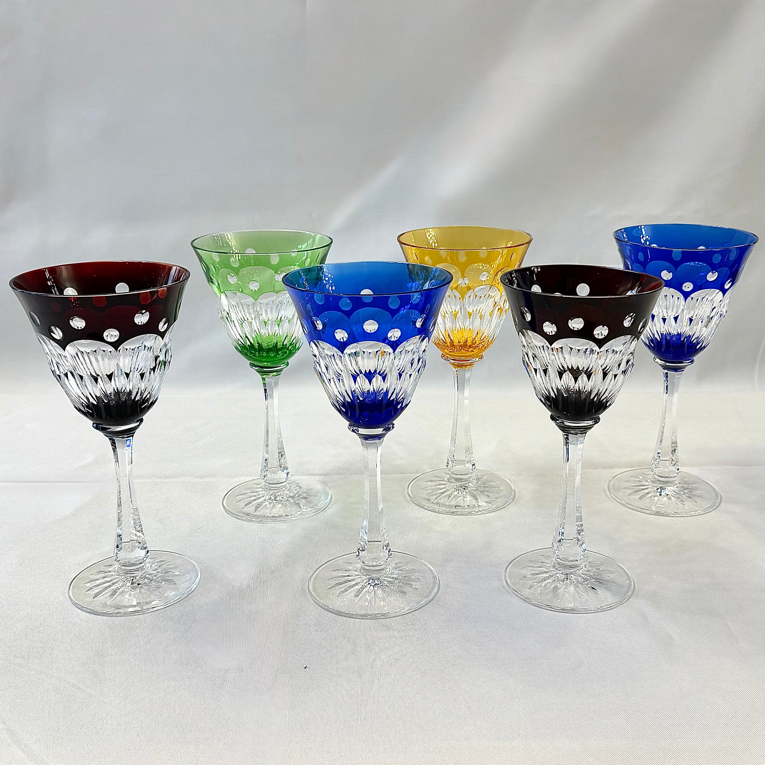 Juego de seis copa de cristal cortado. Checoeslovaquia sxx