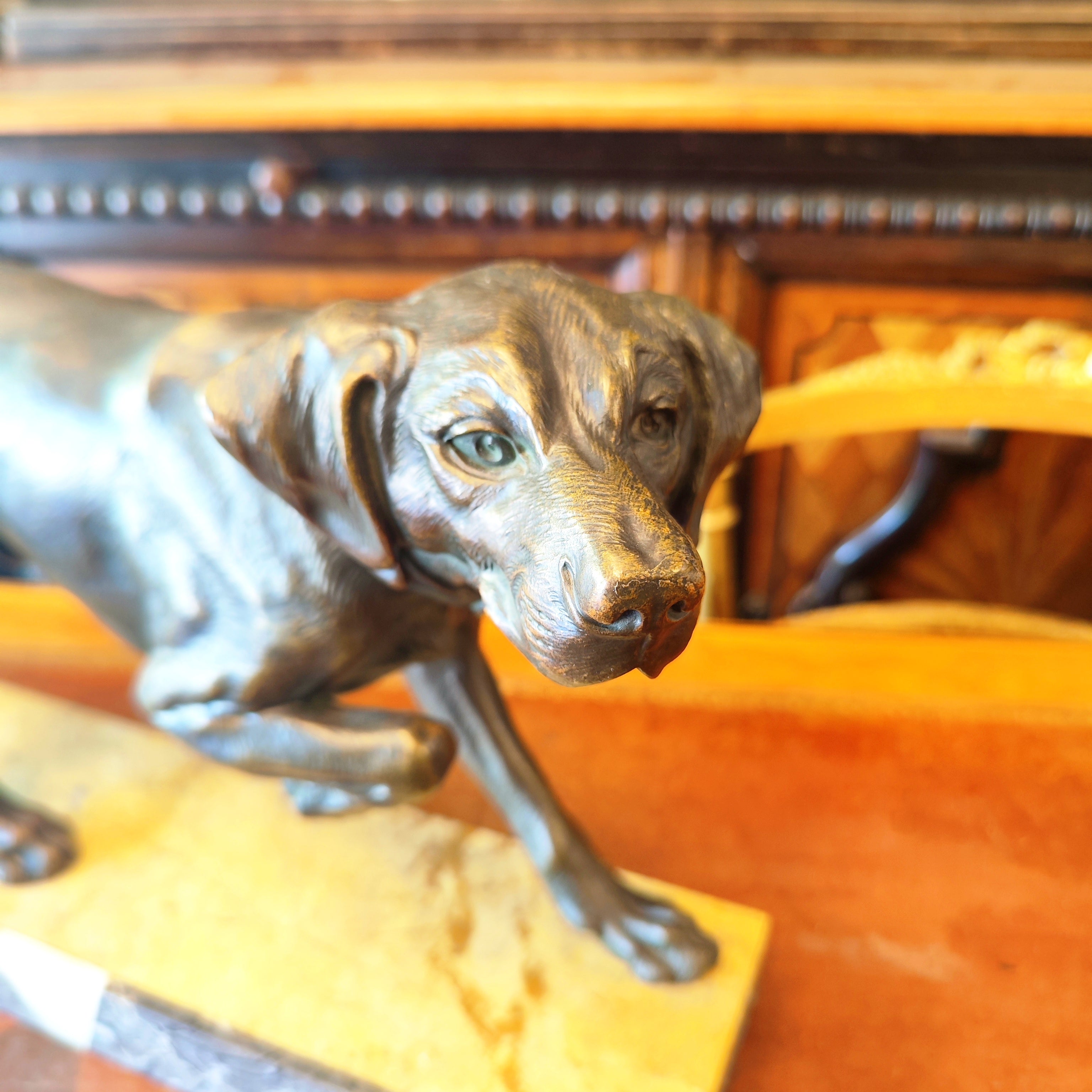 Escultura ART-DECO perro caza pointer. Francia SXX