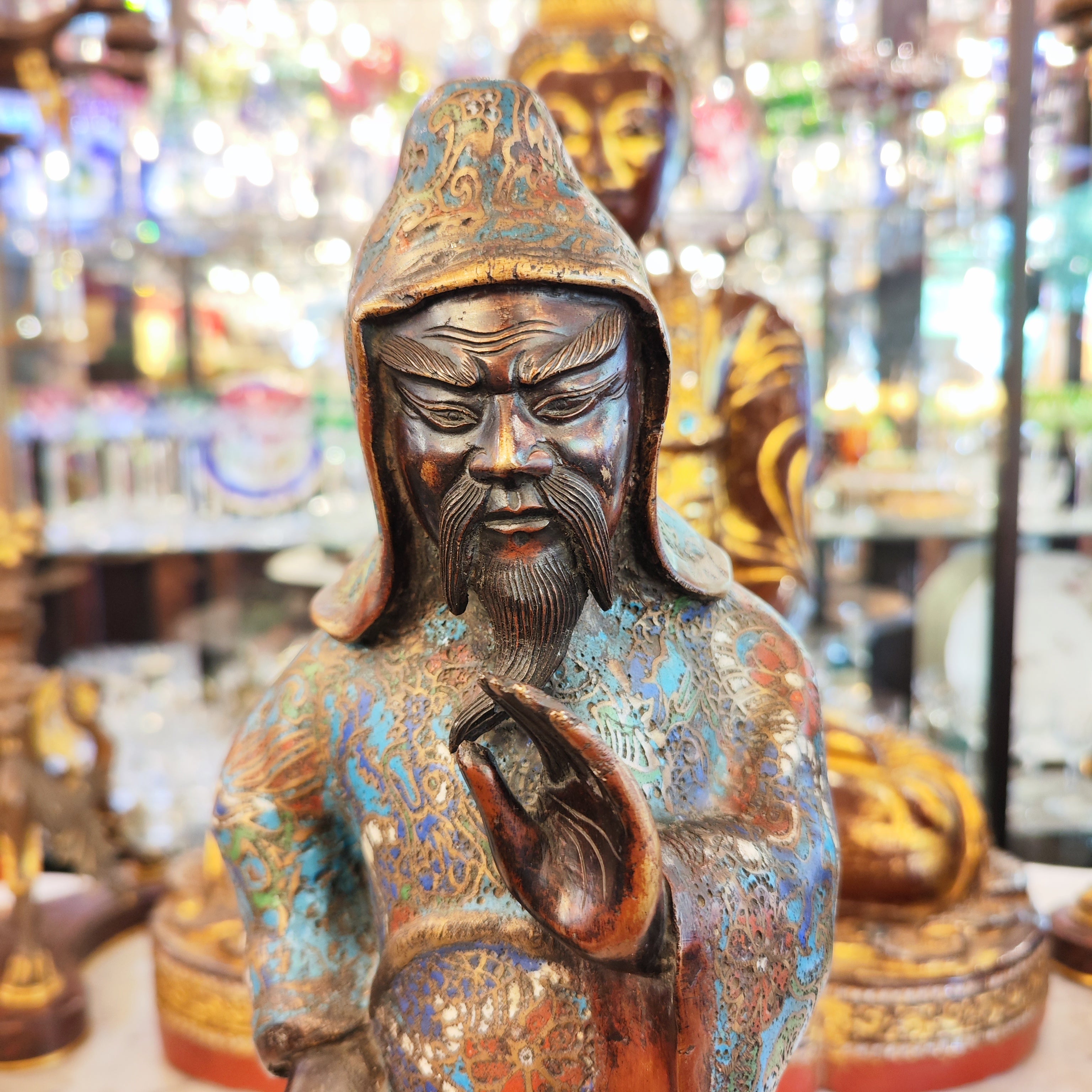 Guerrero samurái japones cloissone. japón Meiji SXIX